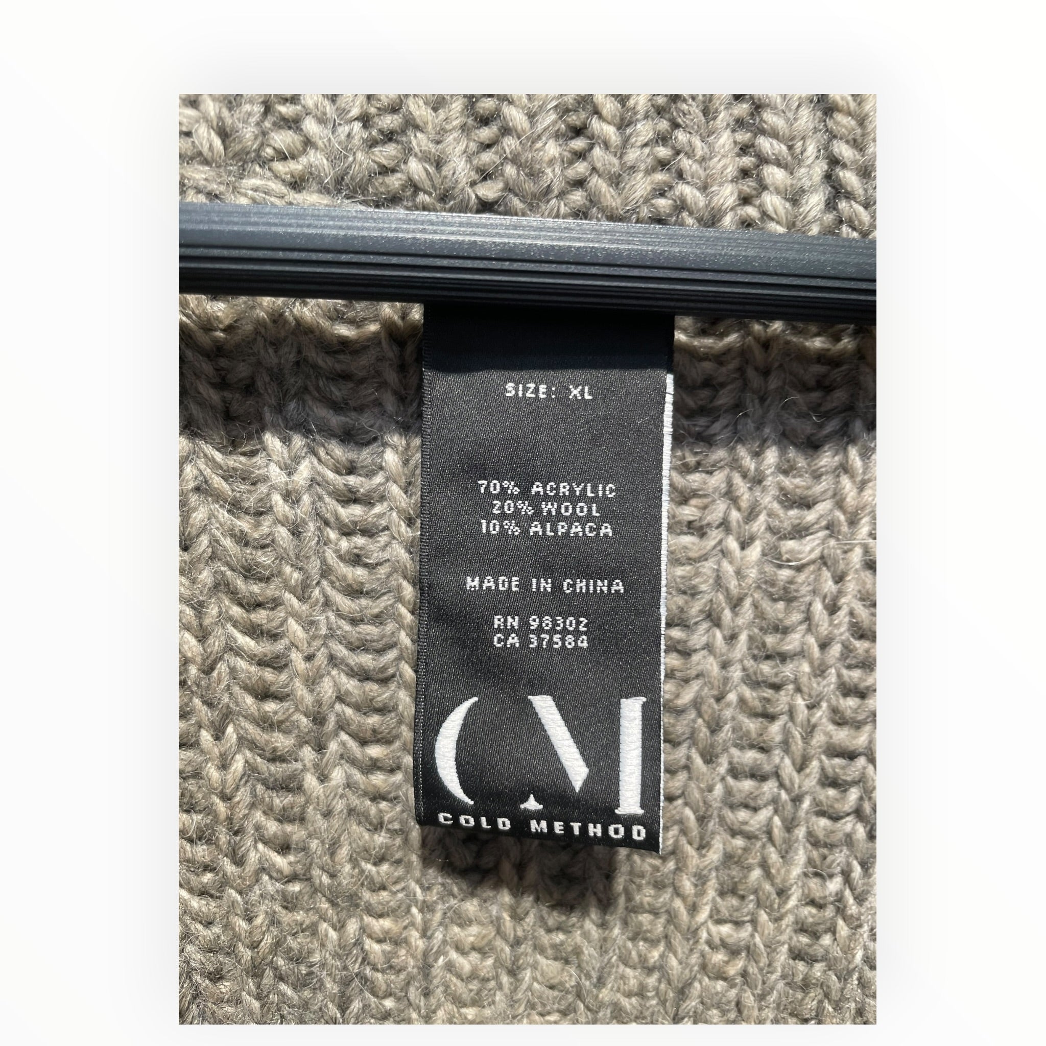COLD METHOD/Sweater/XL/Wool/KHK/ZIP UP/ BUTTO UP HIGH NECK view 3