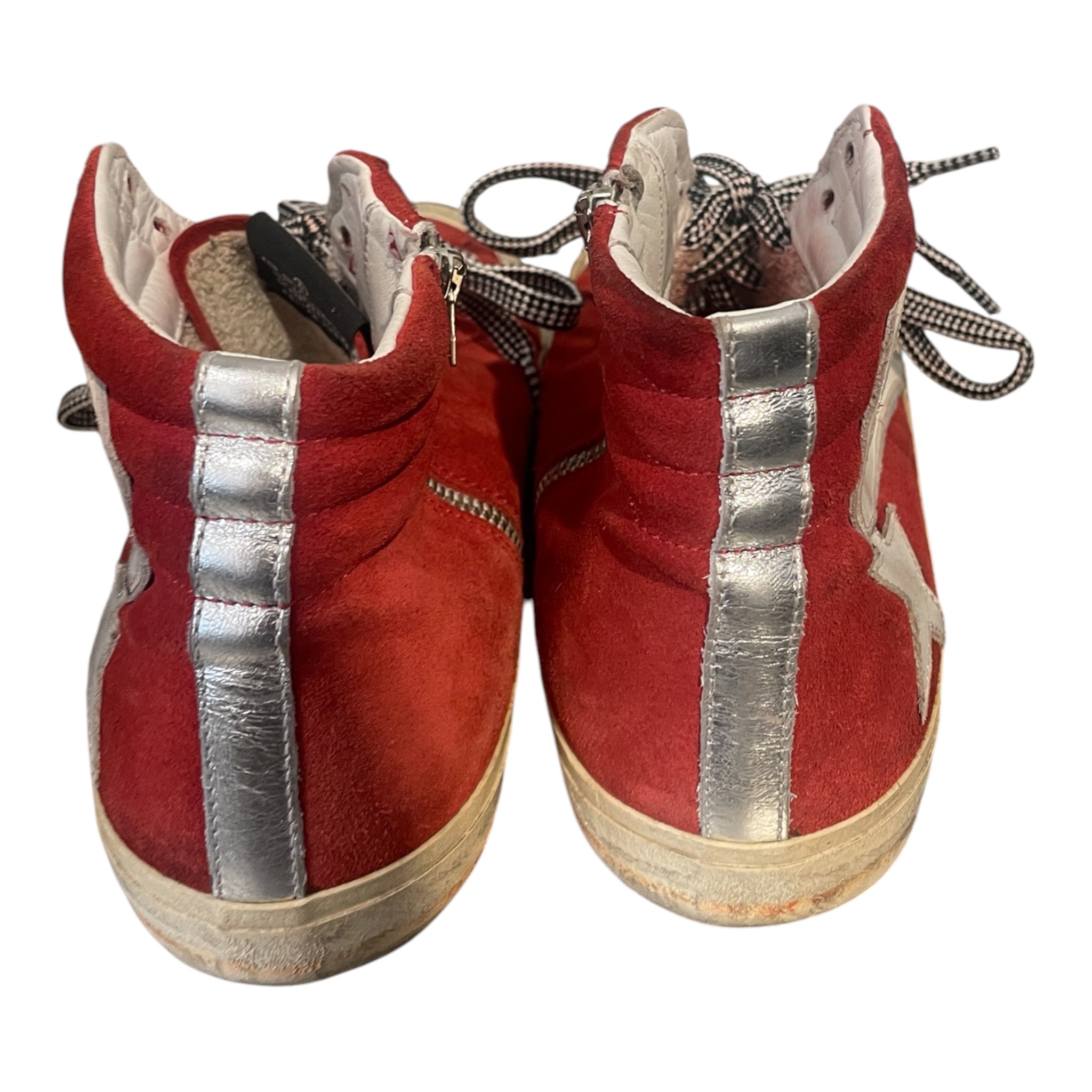 GOLDEN GOOSE/Hi-Sneakers/EU 44/Suede/RED/SK8 HIGH TRAINERS/CHECKER LACE view 3