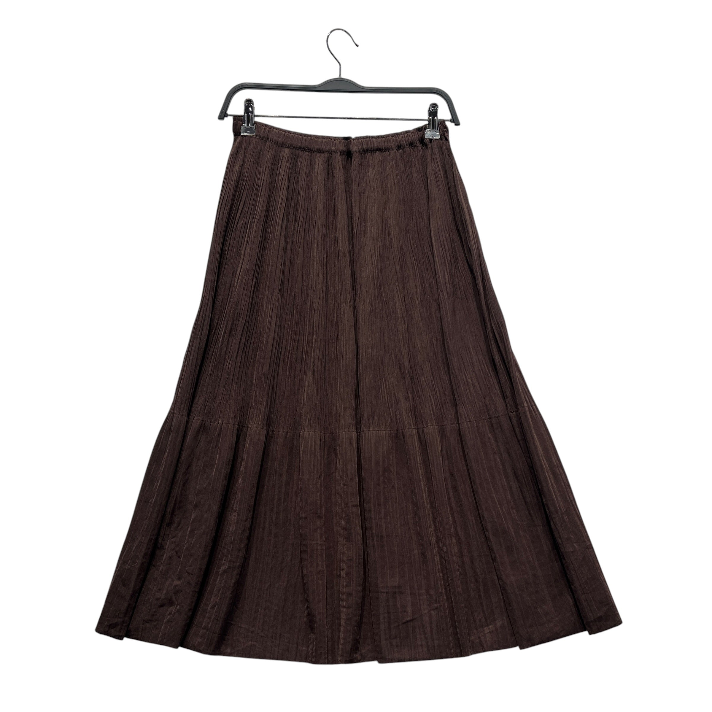 PLEATS PLEASE ISSEY MIYAKE/Long Skirt/3/Polyester/BRW/Midi Length/flowy tiered skirt view 1