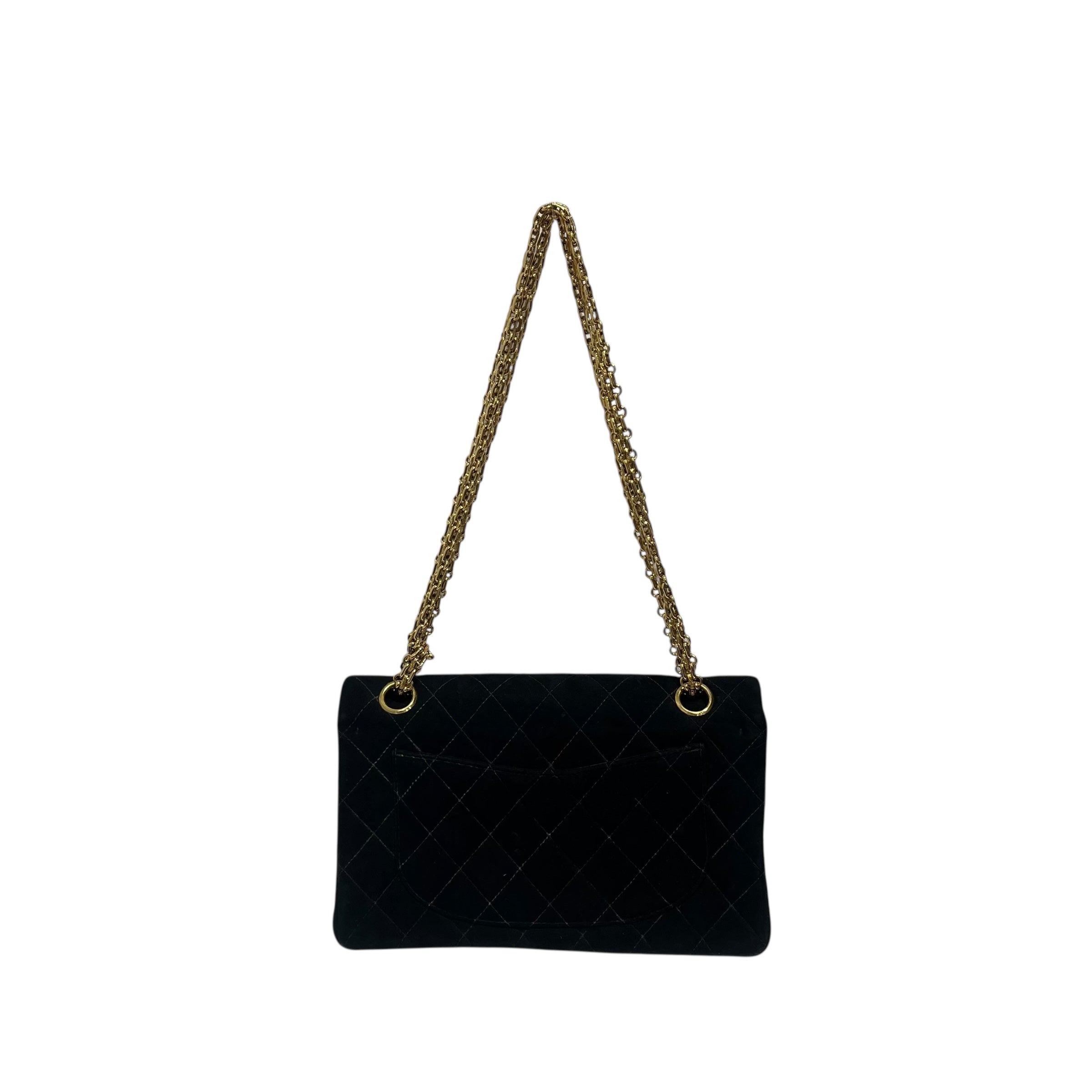 CHANEL/Hand Bag/Velour/BLK/front rectangle clasp 5435841 view 2