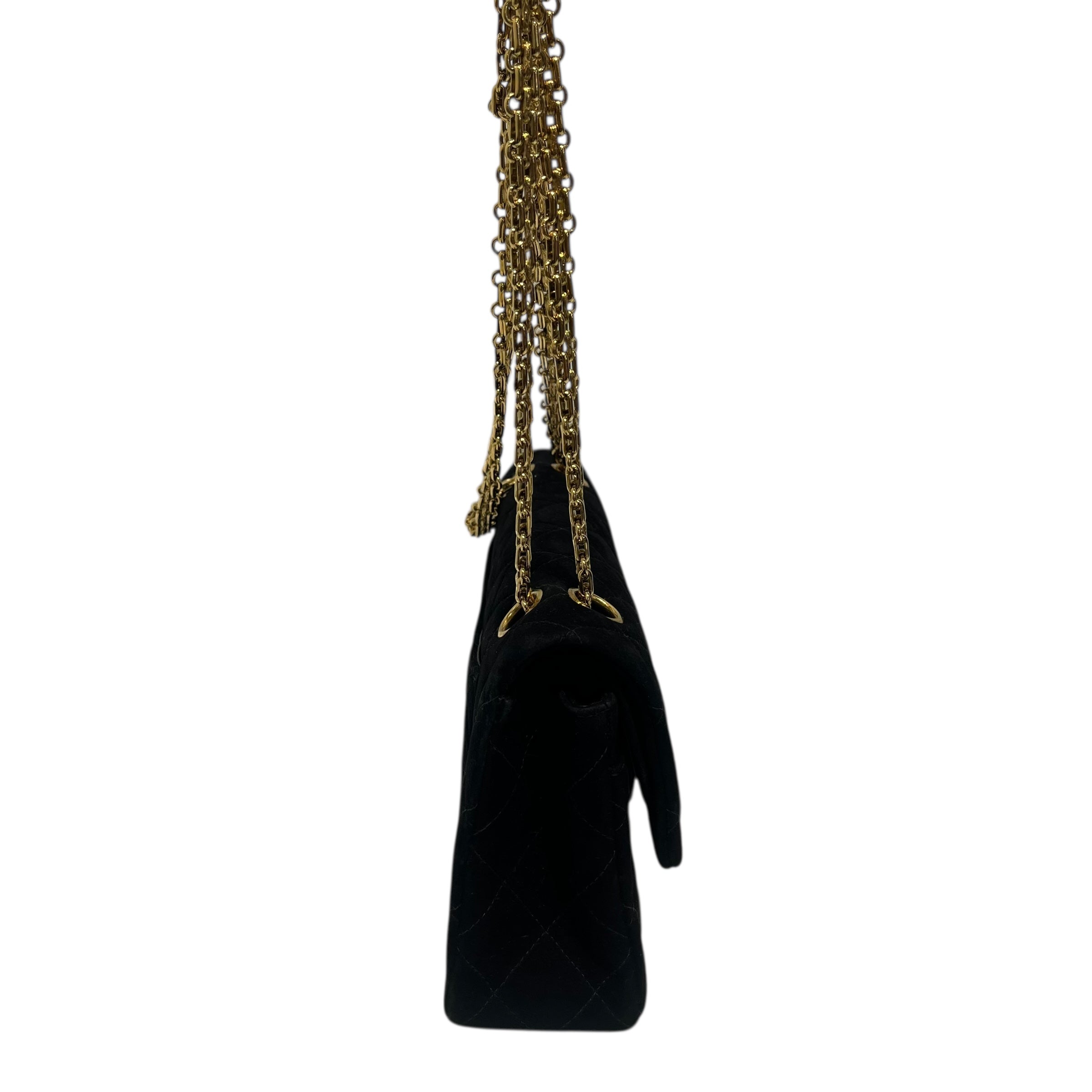 CHANEL/Hand Bag/Velour/BLK/front rectangle clasp 5435841 view 3