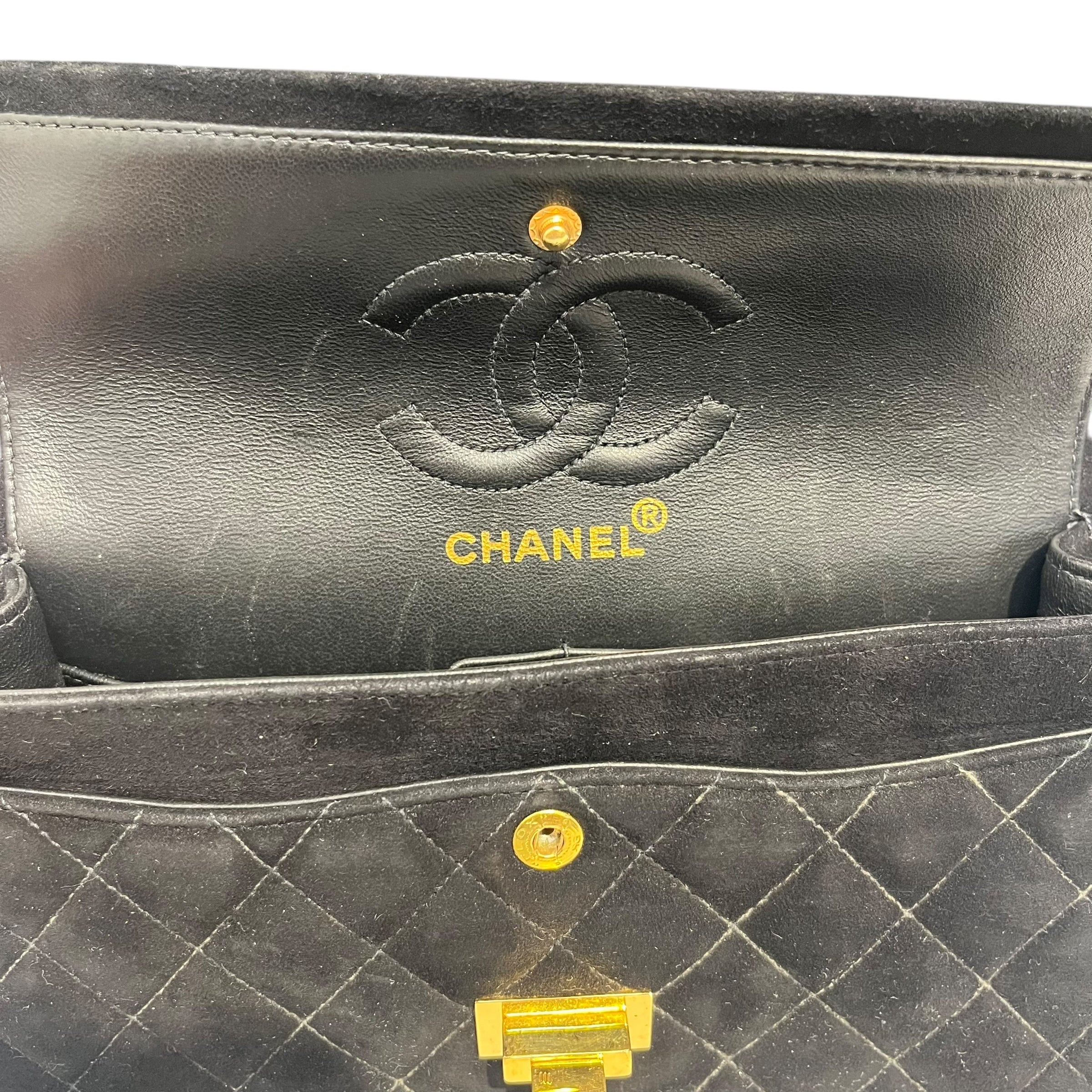 CHANEL/Hand Bag/Velour/BLK/front rectangle clasp 5435841 view 7