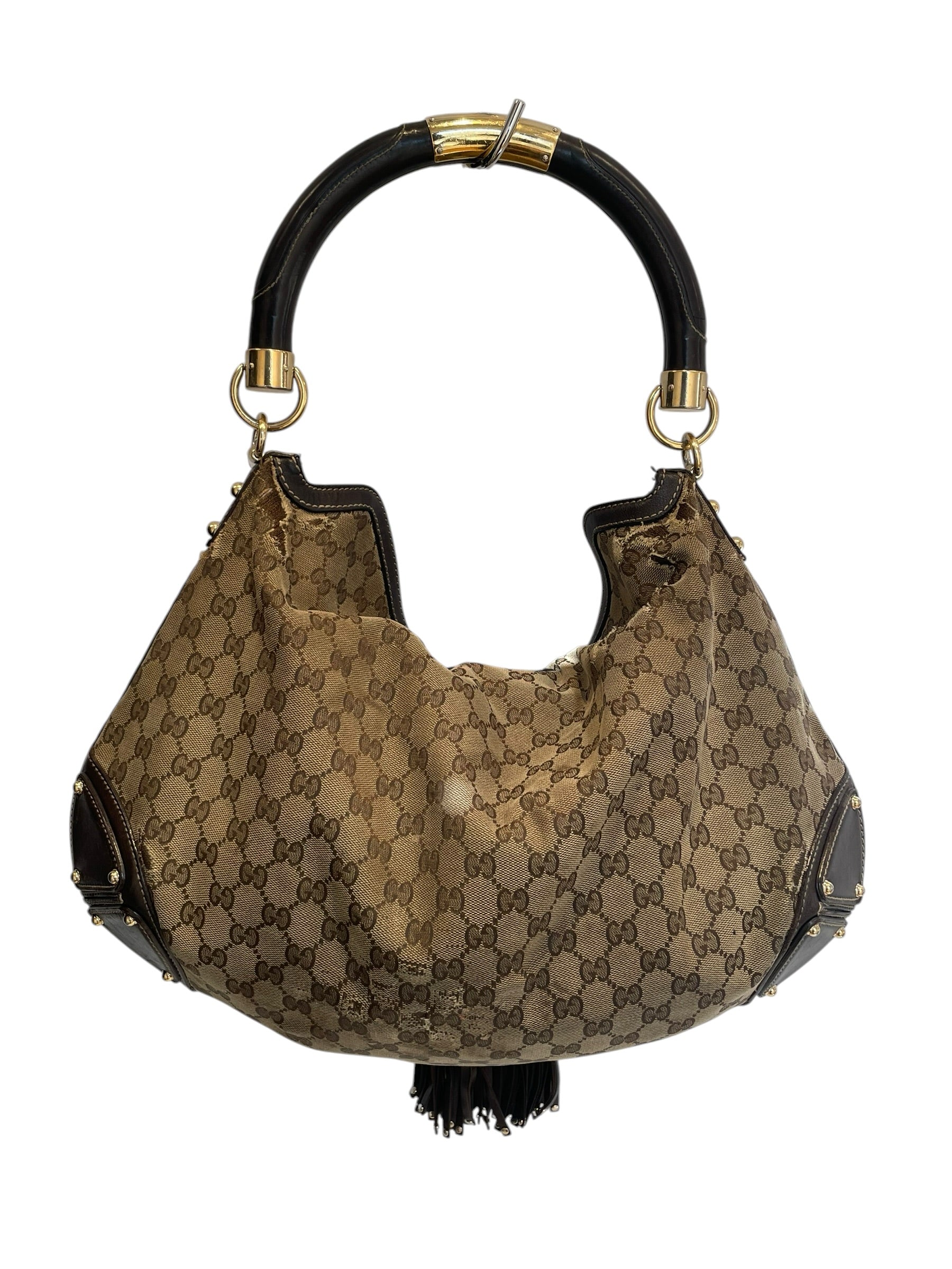 GUCCI/Hand Bag/Monogram/Cotton/KHK/GG Canvas Indy Tassel Handbag view 2