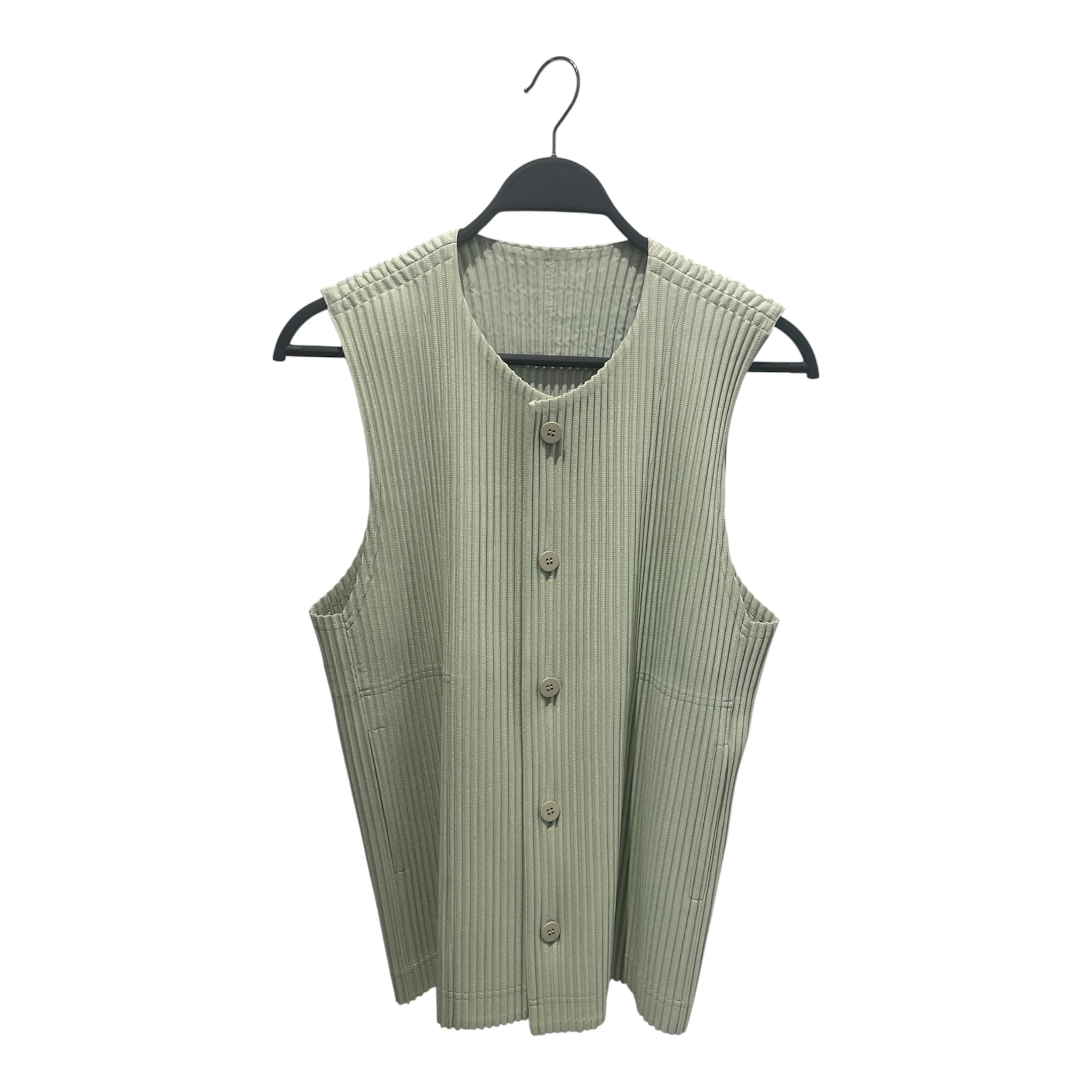 HOMME PLISSE ISSEY MIYAKE/Vest/3/Polyester/GRN/5 buttons / sage green view 1