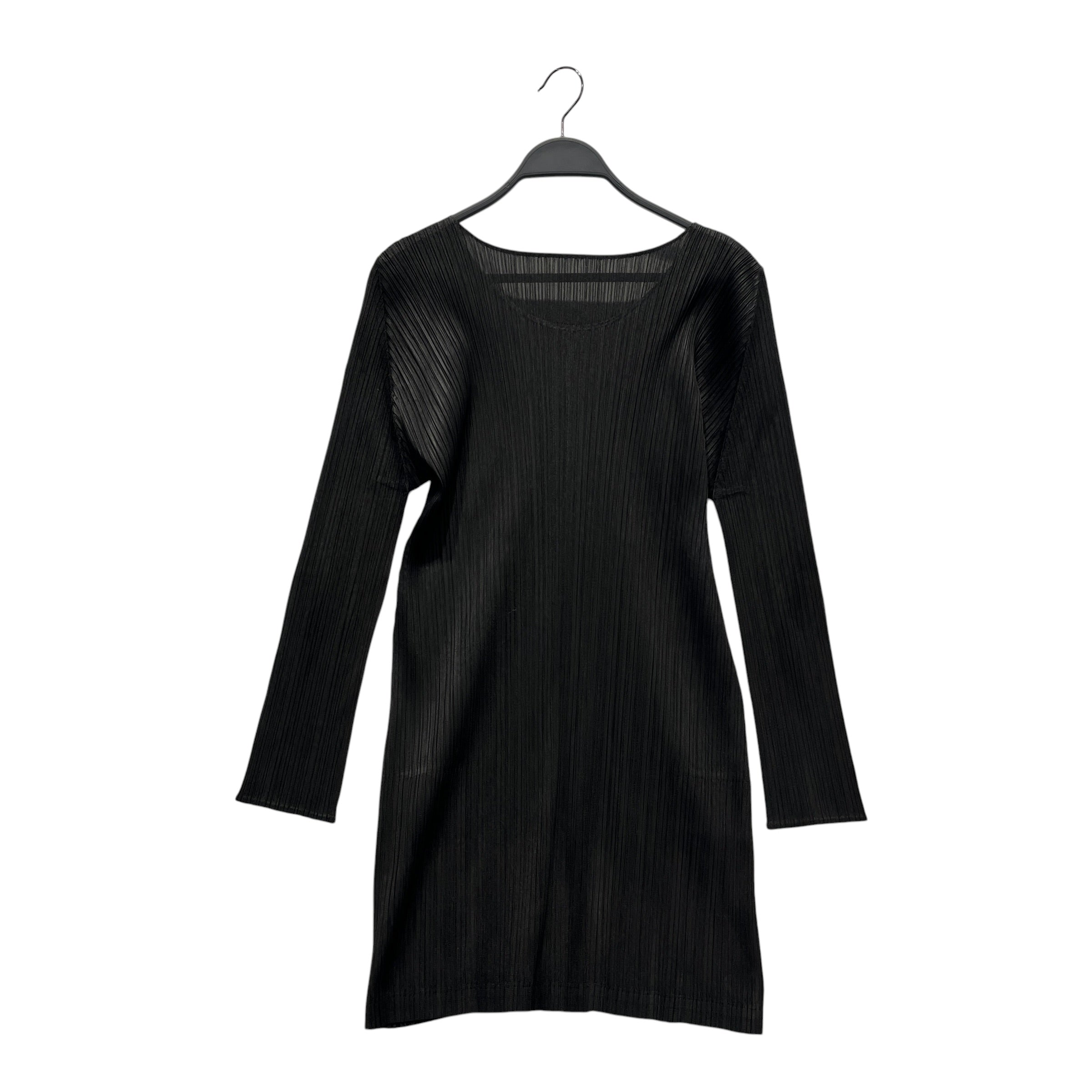 PLEATS PLEASE ISSEY MIYAKE/LS Blouse/3/Polyester/BLK/mini dress faux pockets view 1