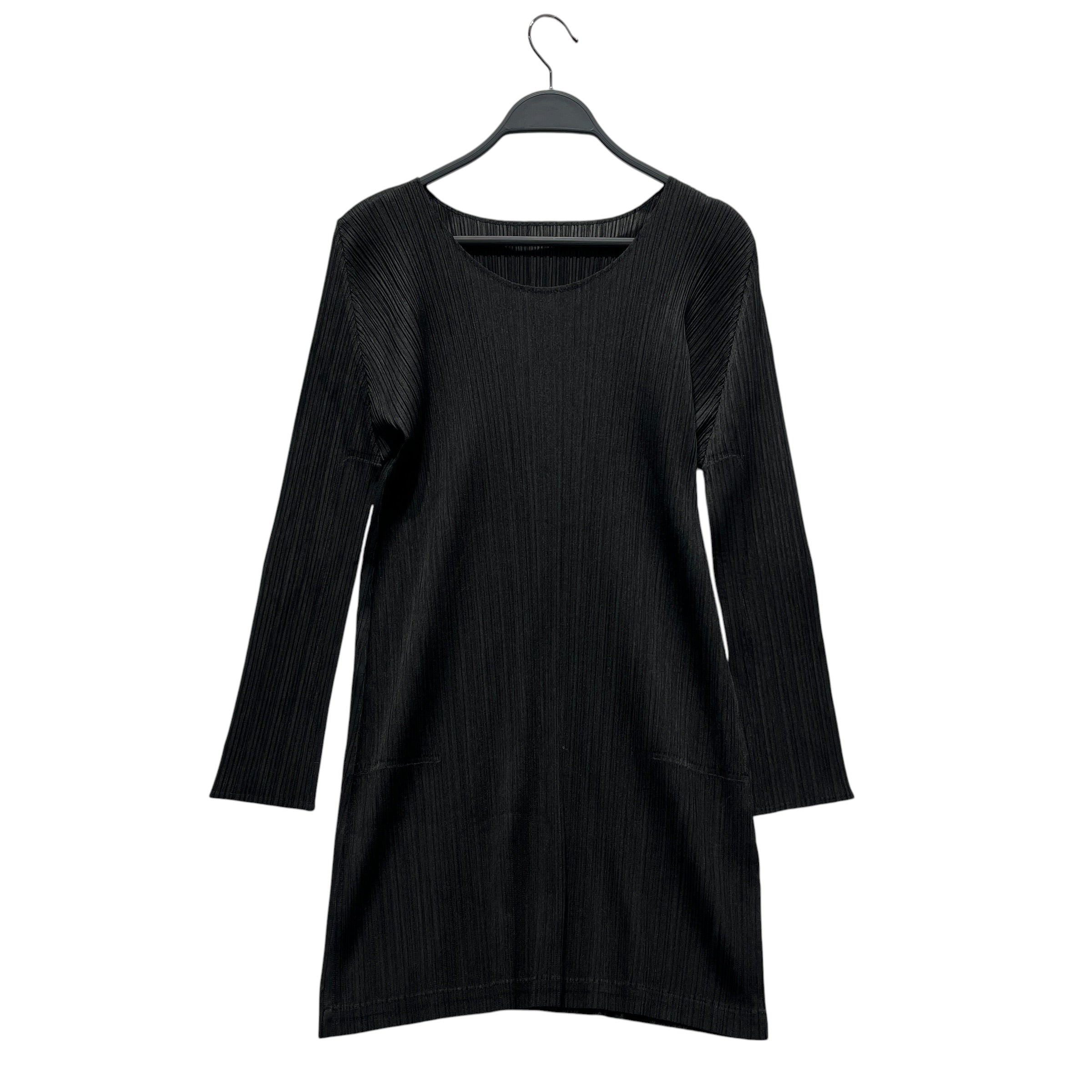 PLEATS PLEASE ISSEY MIYAKE/LS Blouse/3/Polyester/BLK/mini dress faux pockets view 2