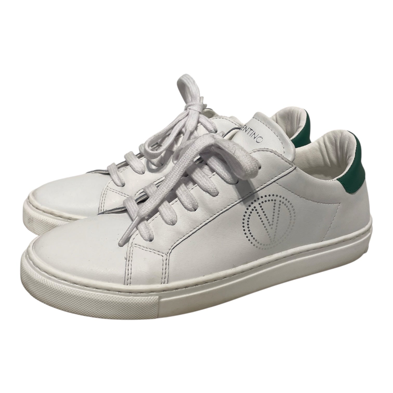 VALENTINO/Low-Sneakers/US 6.5/Leather/WHT/green heel view 1
