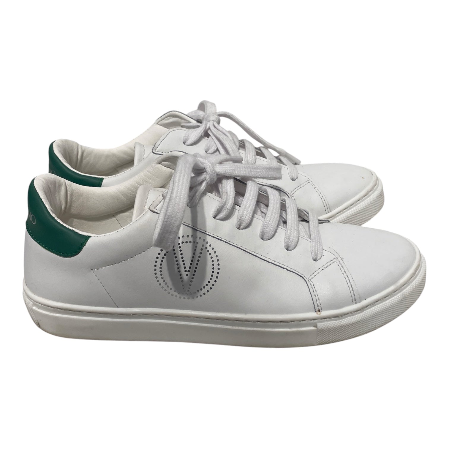 VALENTINO/Low-Sneakers/US 6.5/Leather/WHT/green heel view 2