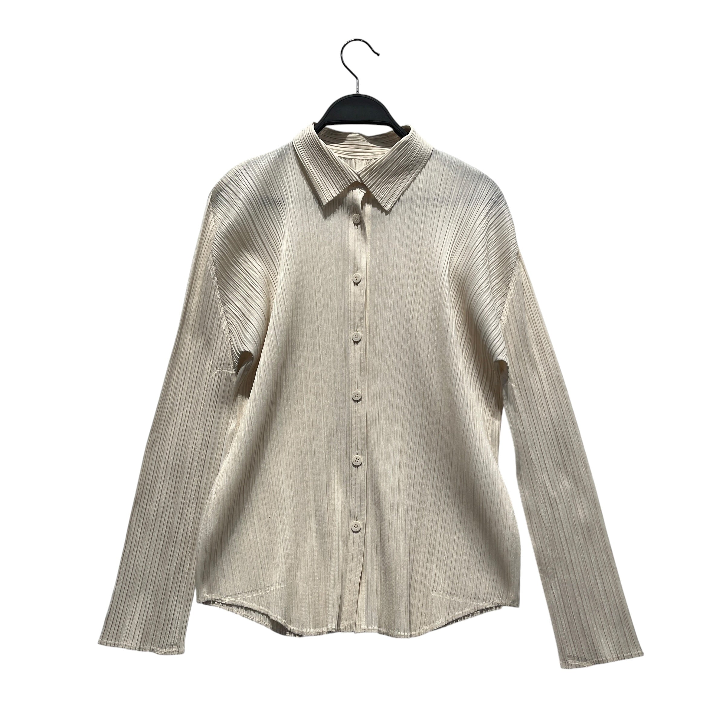 PLEATS PLEASE ISSEY MIYAKE/LS Blouse/4/Polyester/CRM/button down view 1