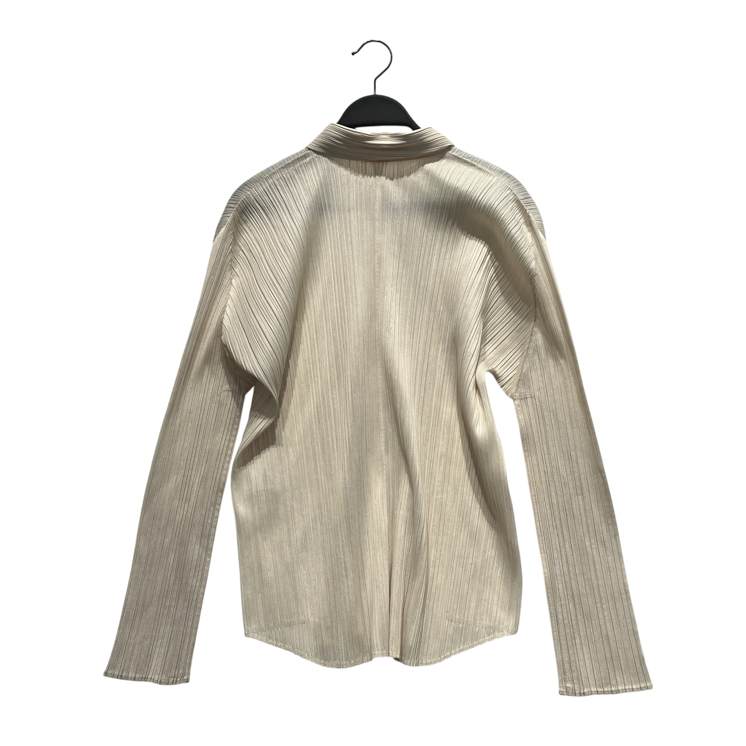 PLEATS PLEASE ISSEY MIYAKE/LS Blouse/4/Polyester/CRM/button down view 2
