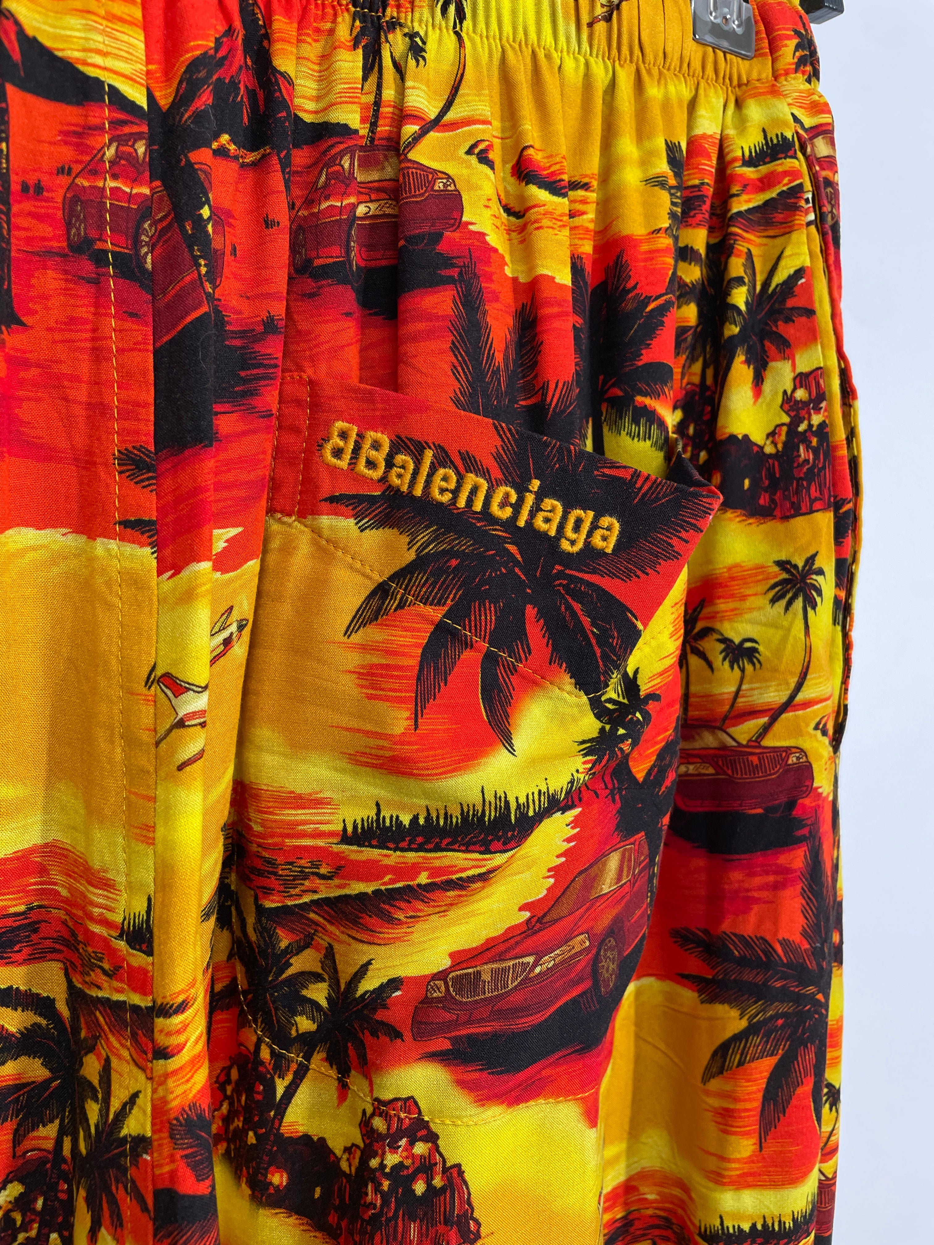 BALENCIAGA/Pants/36/Cotton/ORN/All Over Print/BALENCIAGA HAWAIIAN PRINT PANT view 3