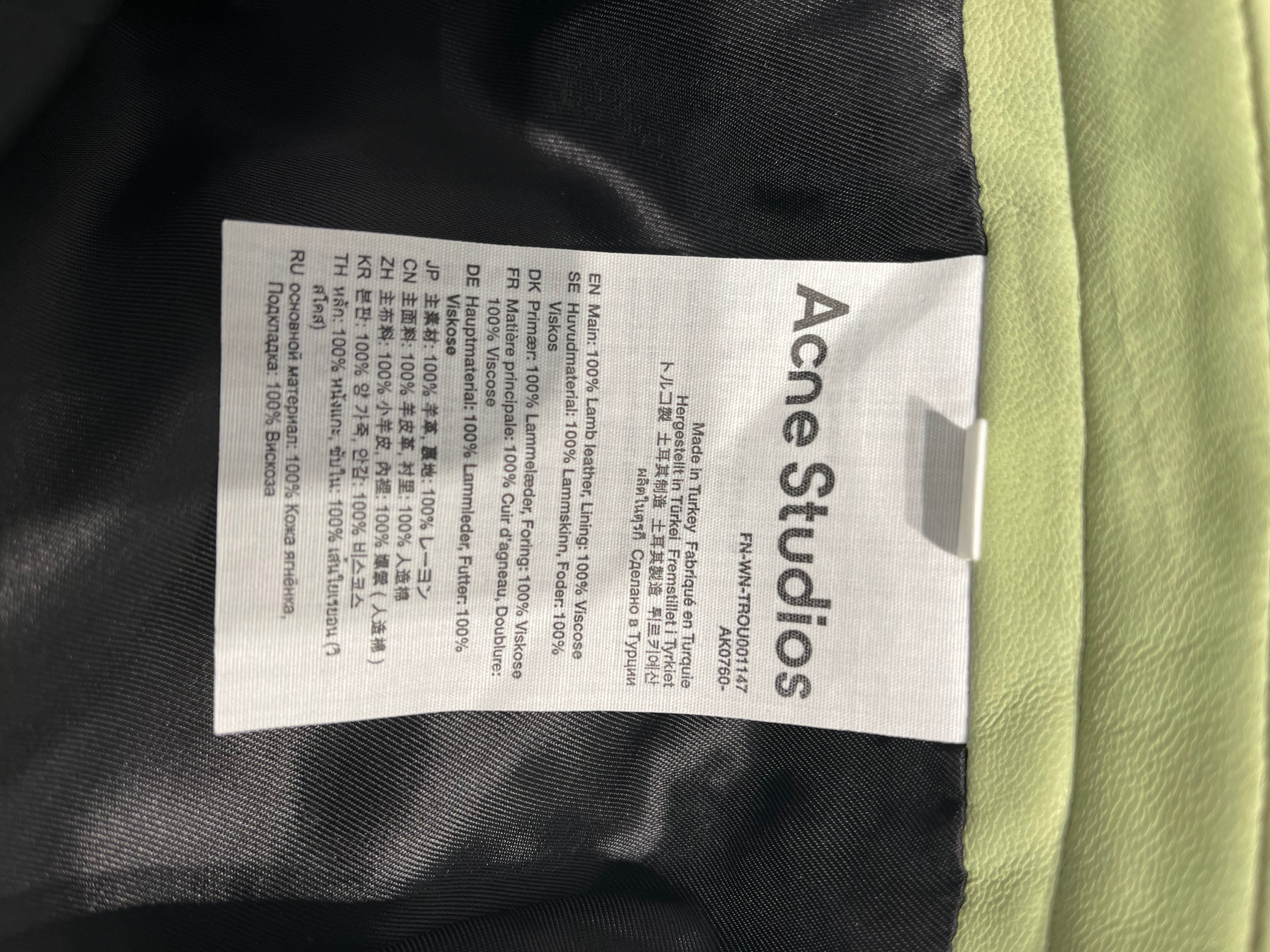 Acne Studios/Skinny Pants/32/Lambskin/GRN/FRN-WN-TROU001147 BELT KNEE view 4