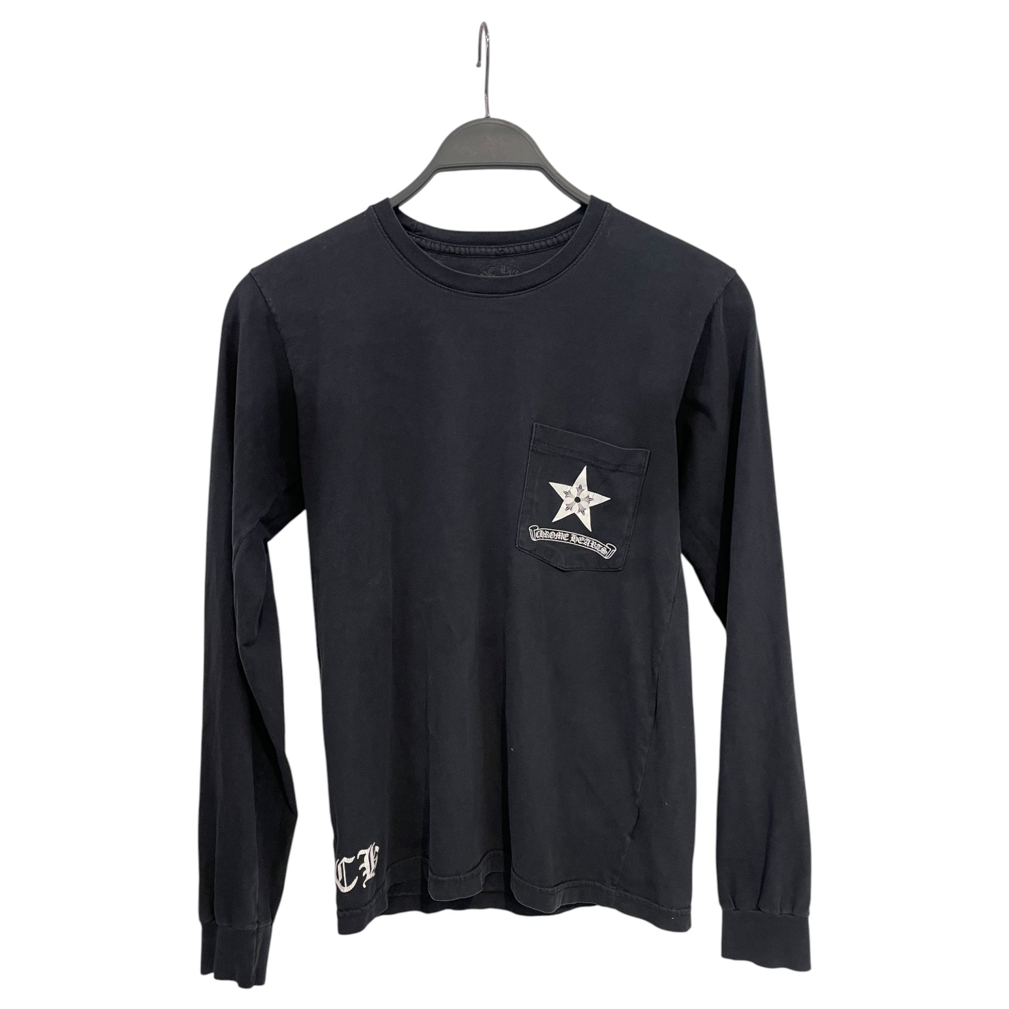 CHROME HEARTS/LS T-Shirt/S/Cotton/BLK/STAR ON BACK AND CHEST POCKET view 1