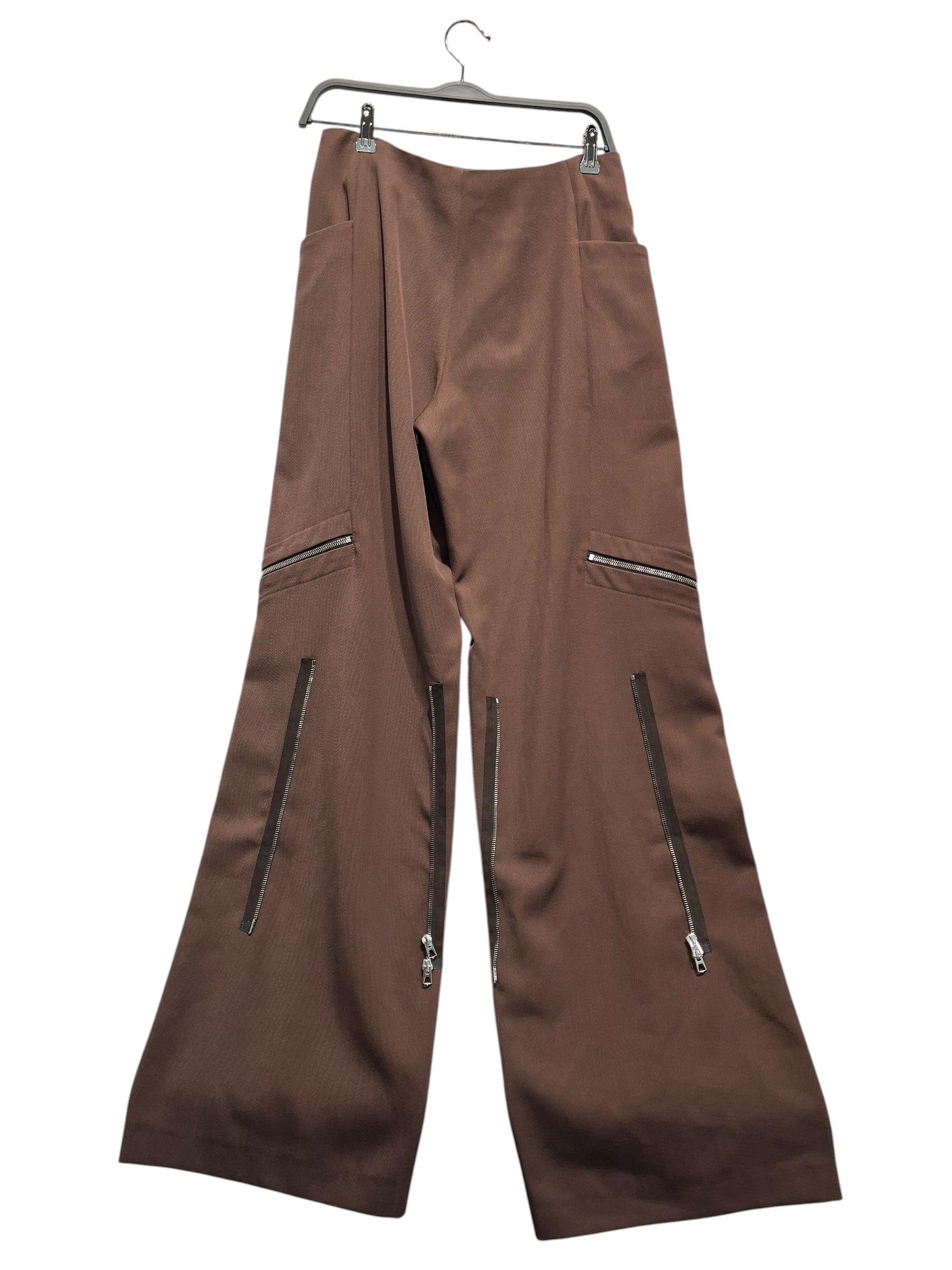 Kiko Kostadinov/Wide Leg Pants/38/Polyester/BRW/zipper details MT24 view 2