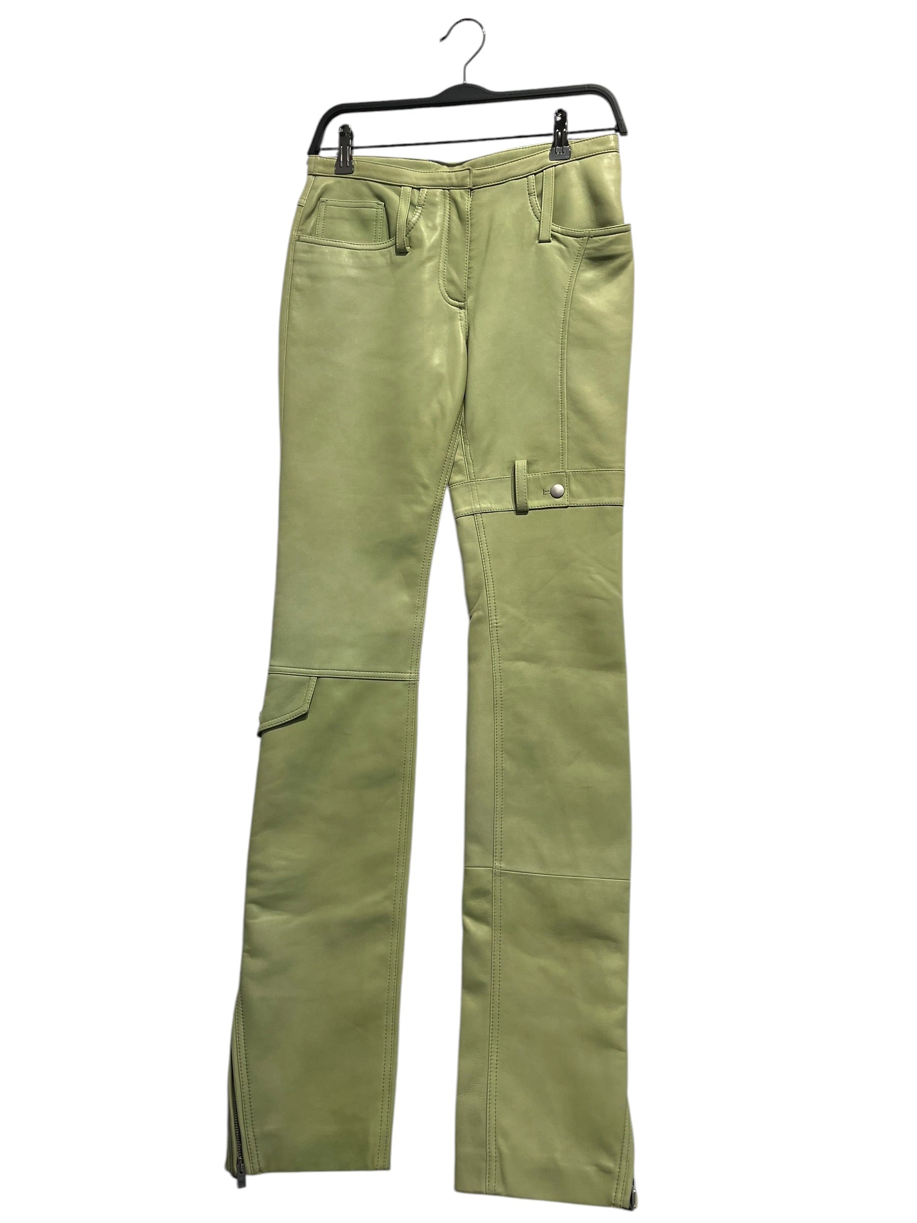 Acne Studios/Skinny Pants/32/Lambskin/GRN/FRN-WN-TROU001147 BELT KNEE view 1