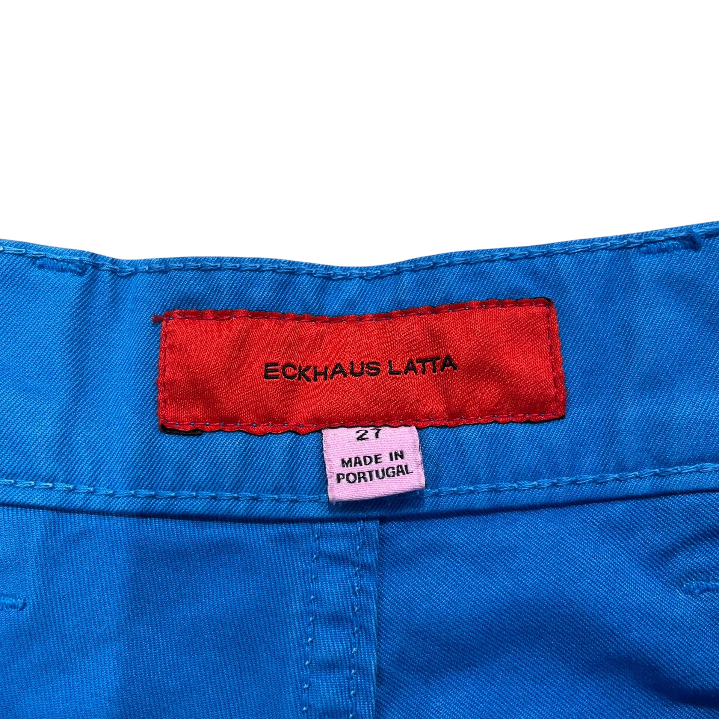ECKHAUS LATTA/Bottoms/27/Cotton/BLU/diagonal zip pockets view 3