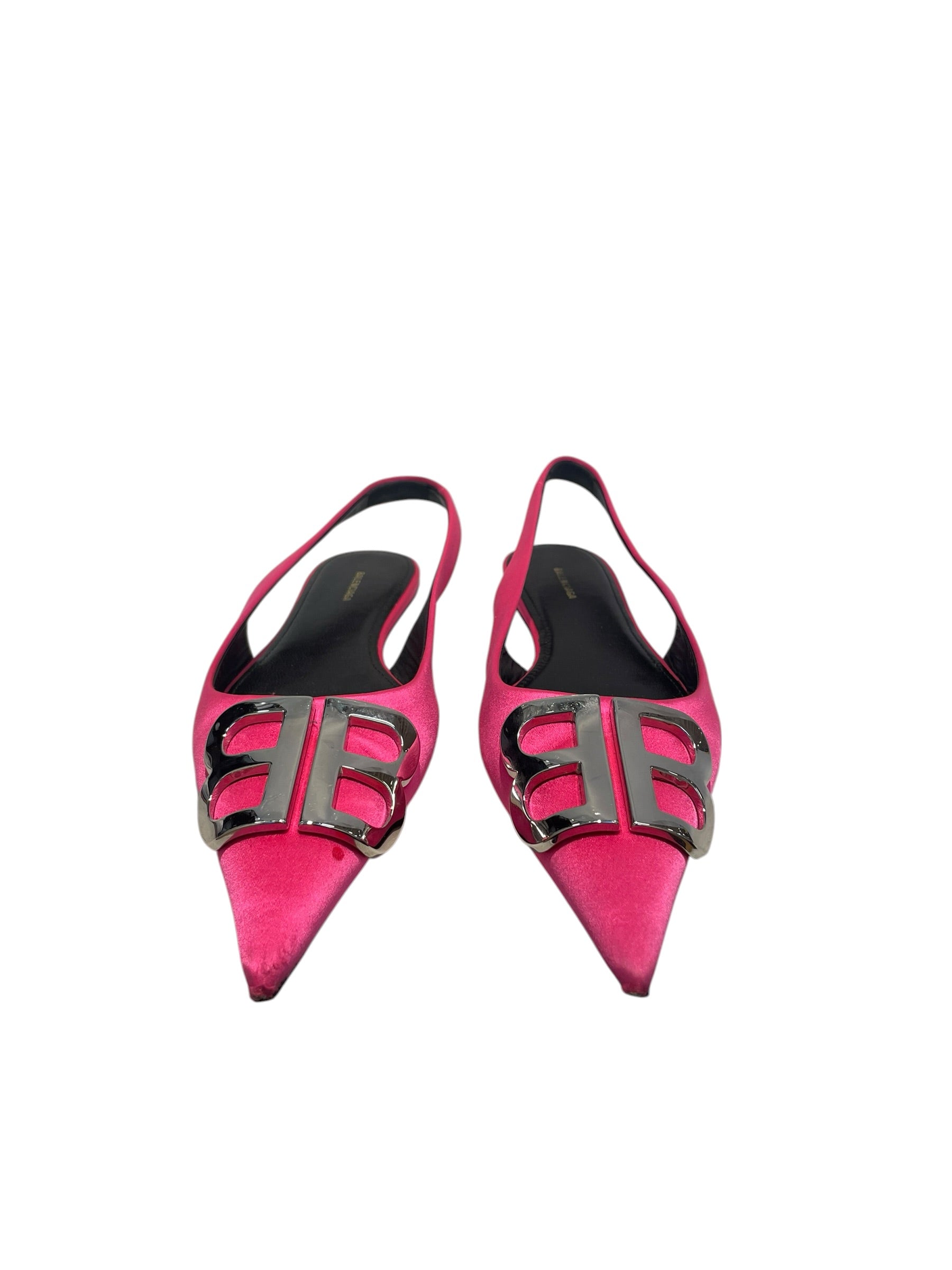 BALENCIAGA/Flat Shoes/US 5.5/Suede/PNK/POINTED TOE/SILVER LOGO view 1