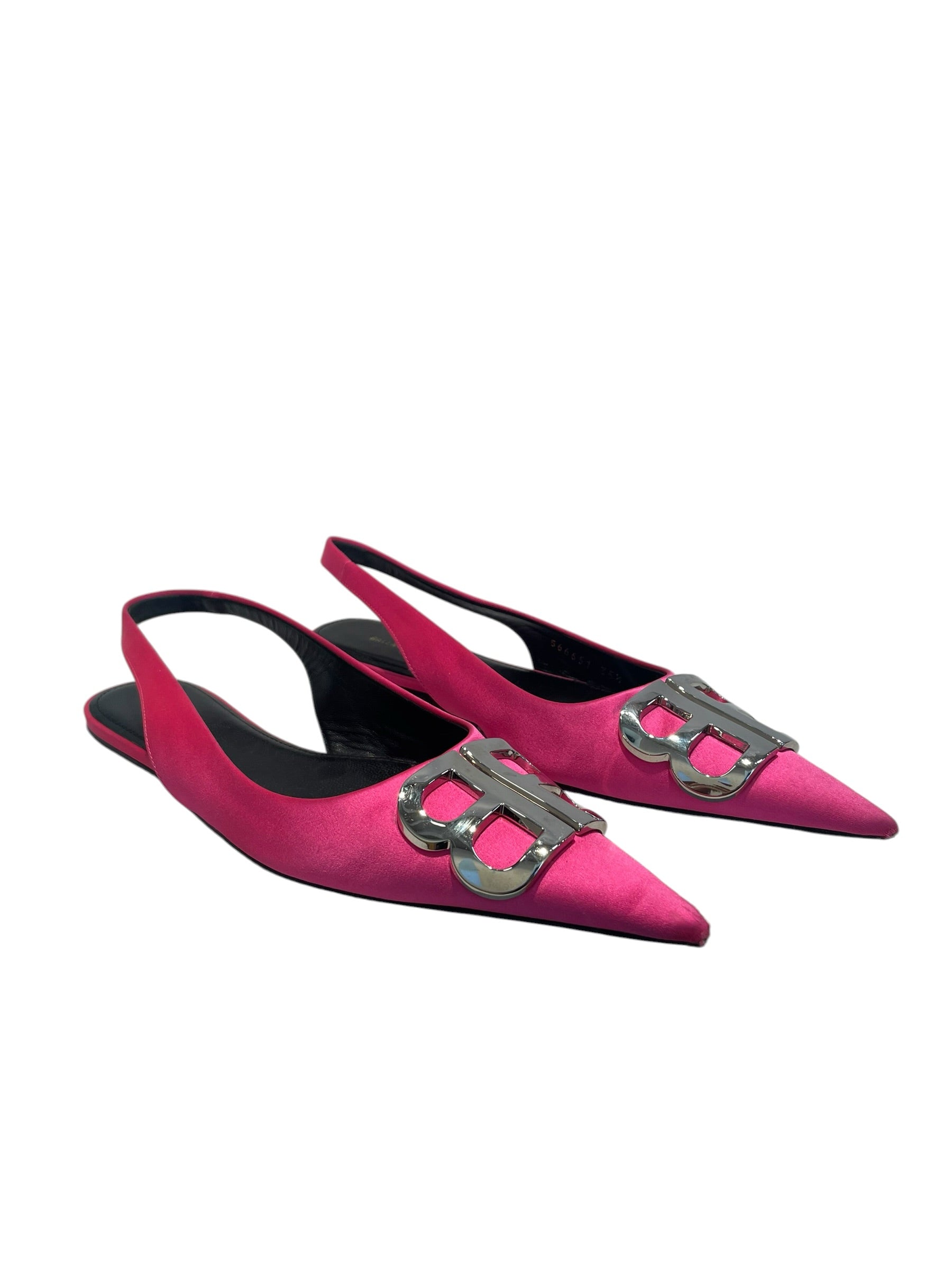 BALENCIAGA/Flat Shoes/US 5.5/Suede/PNK/POINTED TOE/SILVER LOGO view 2