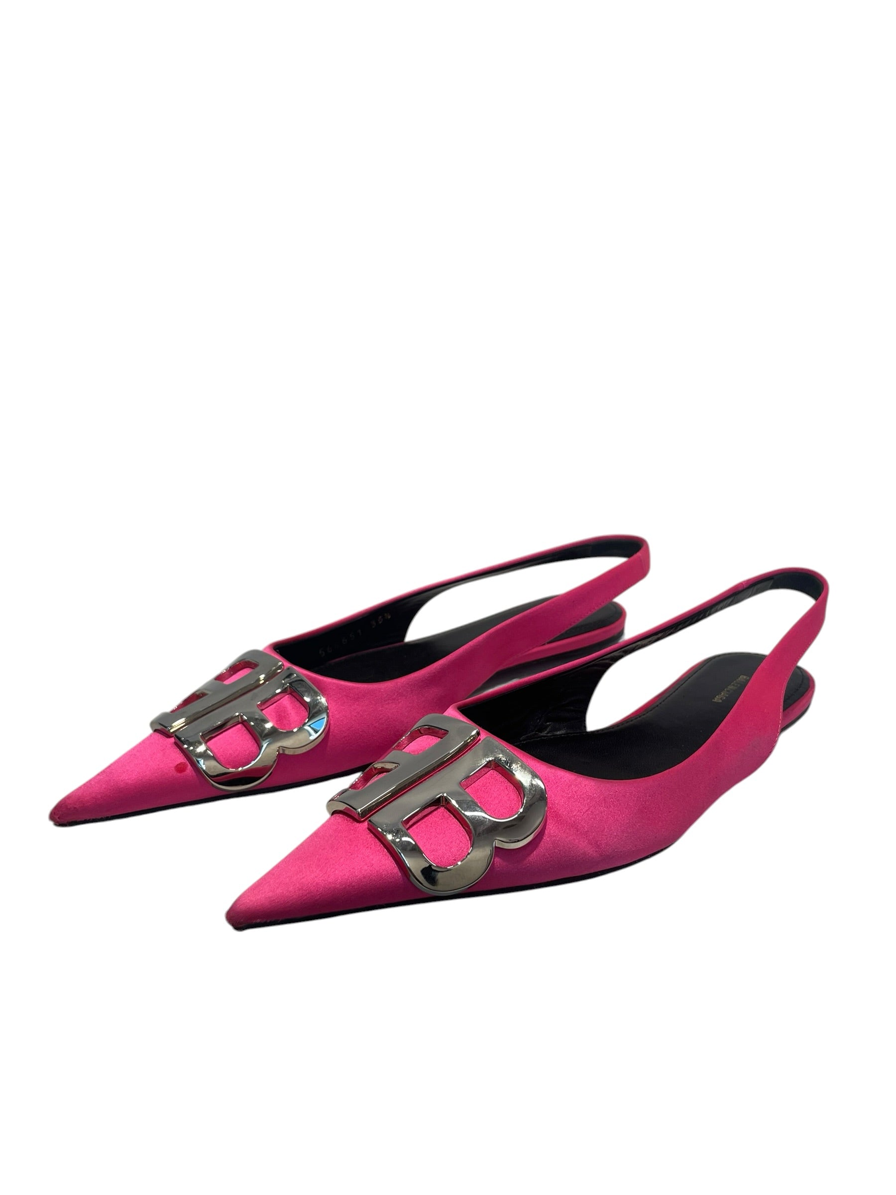 BALENCIAGA/Flat Shoes/US 5.5/Suede/PNK/POINTED TOE/SILVER LOGO view 3