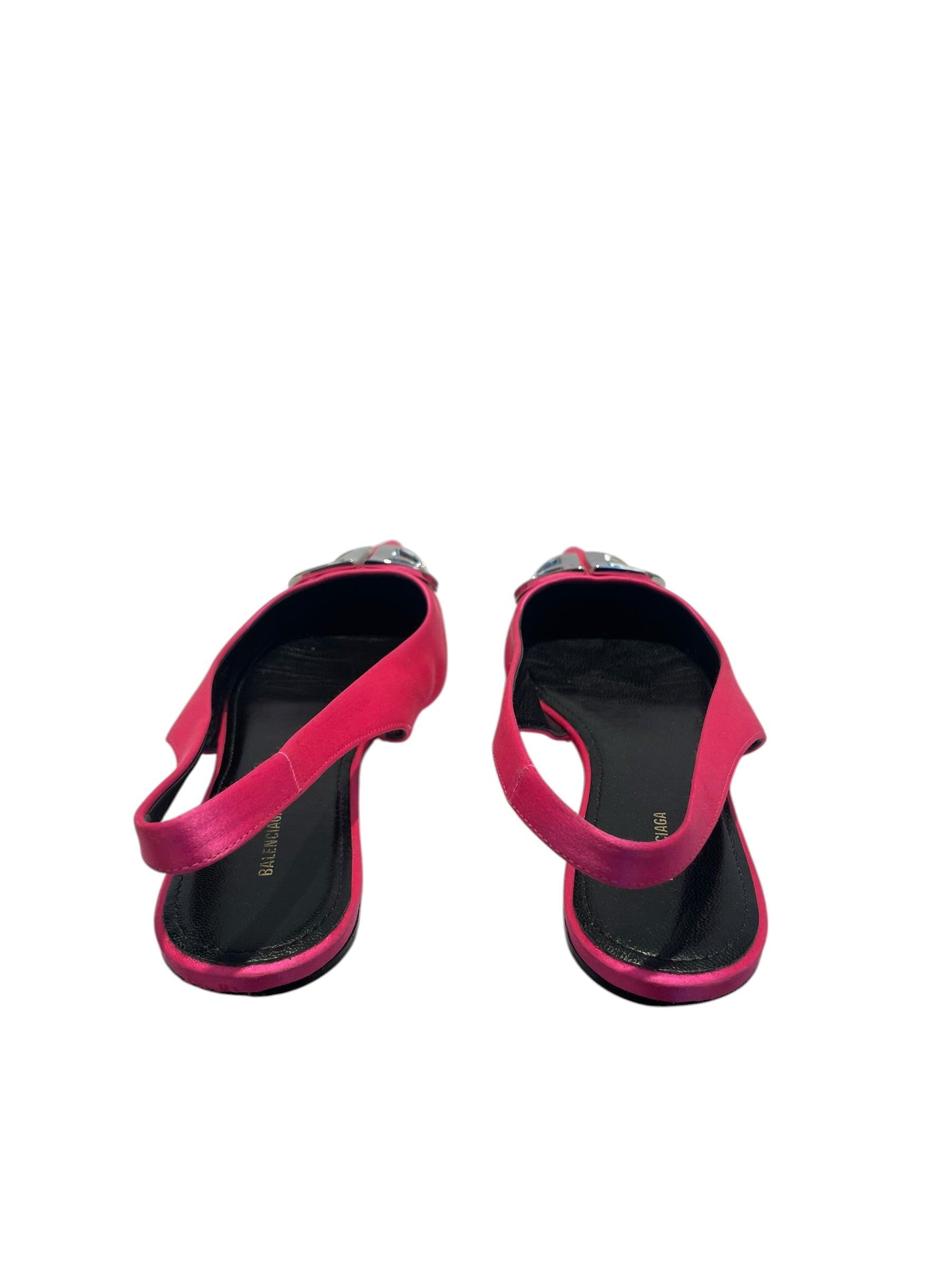 BALENCIAGA/Flat Shoes/US 5.5/Suede/PNK/POINTED TOE/SILVER LOGO view 4