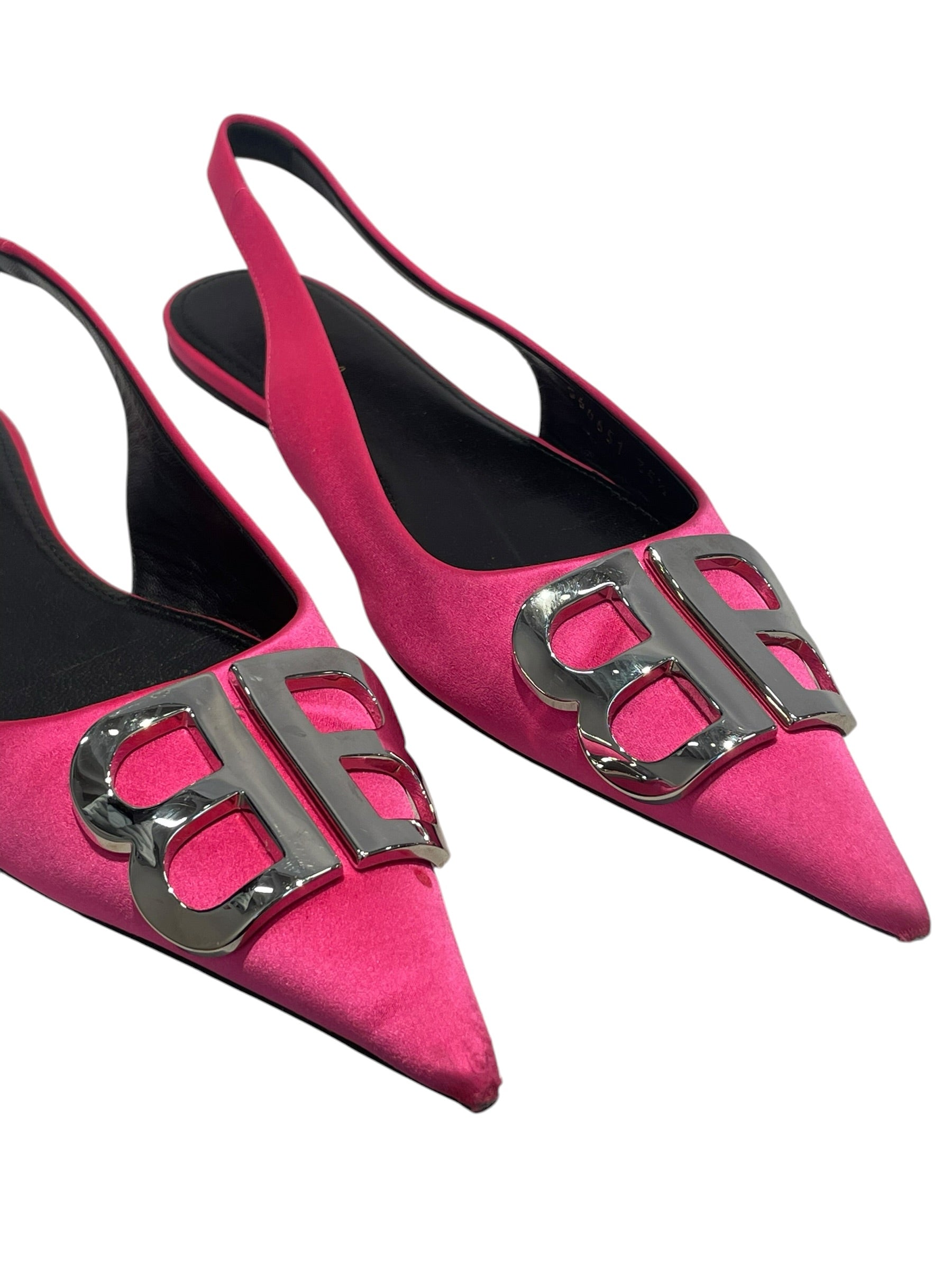 BALENCIAGA/Flat Shoes/US 5.5/Suede/PNK/POINTED TOE/SILVER LOGO view 6