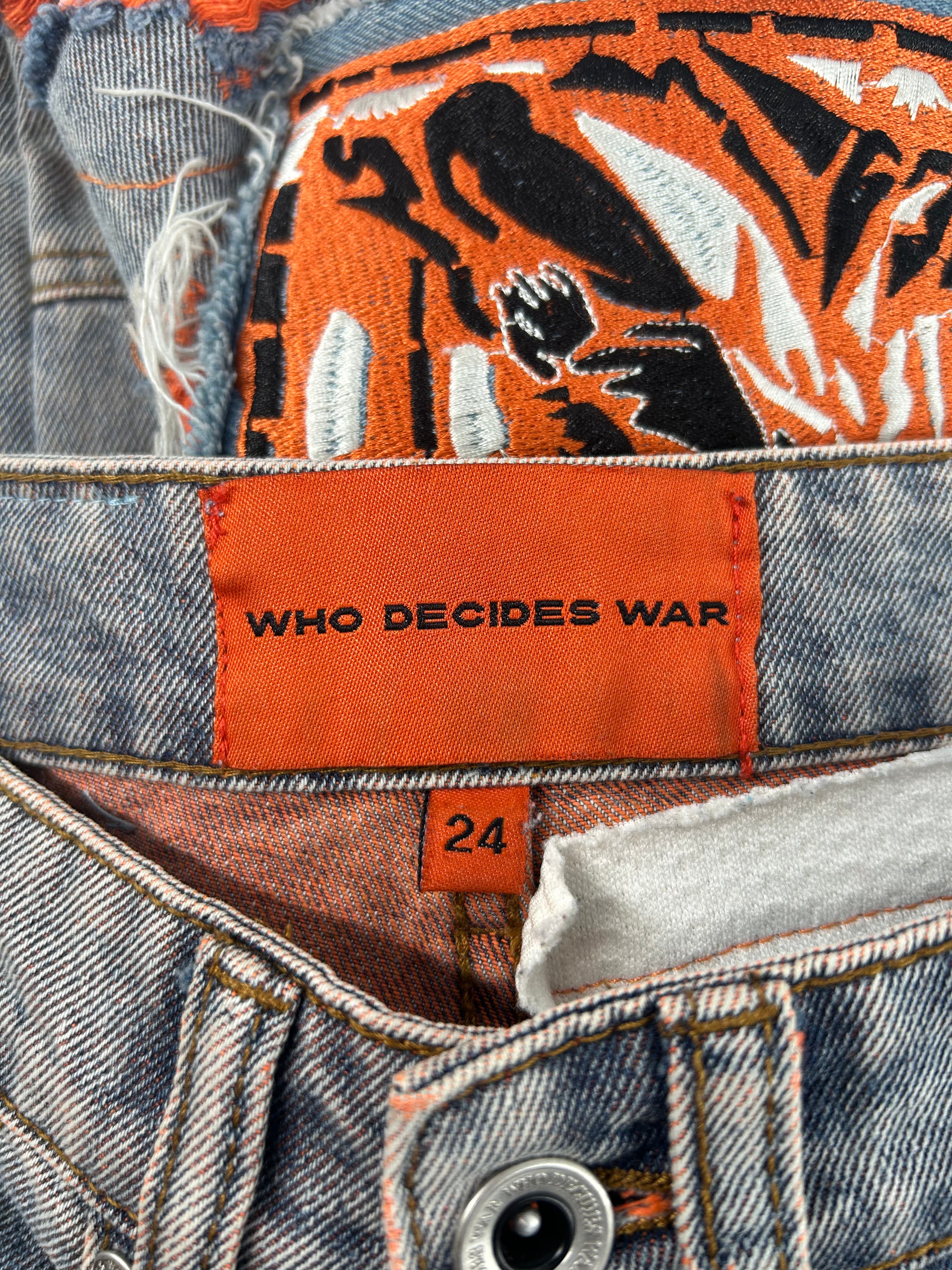 WHO DECIDES WAR/Bootcut Pants/24/Cotton/BLU/ORANGE STAINED GLASS view 3
