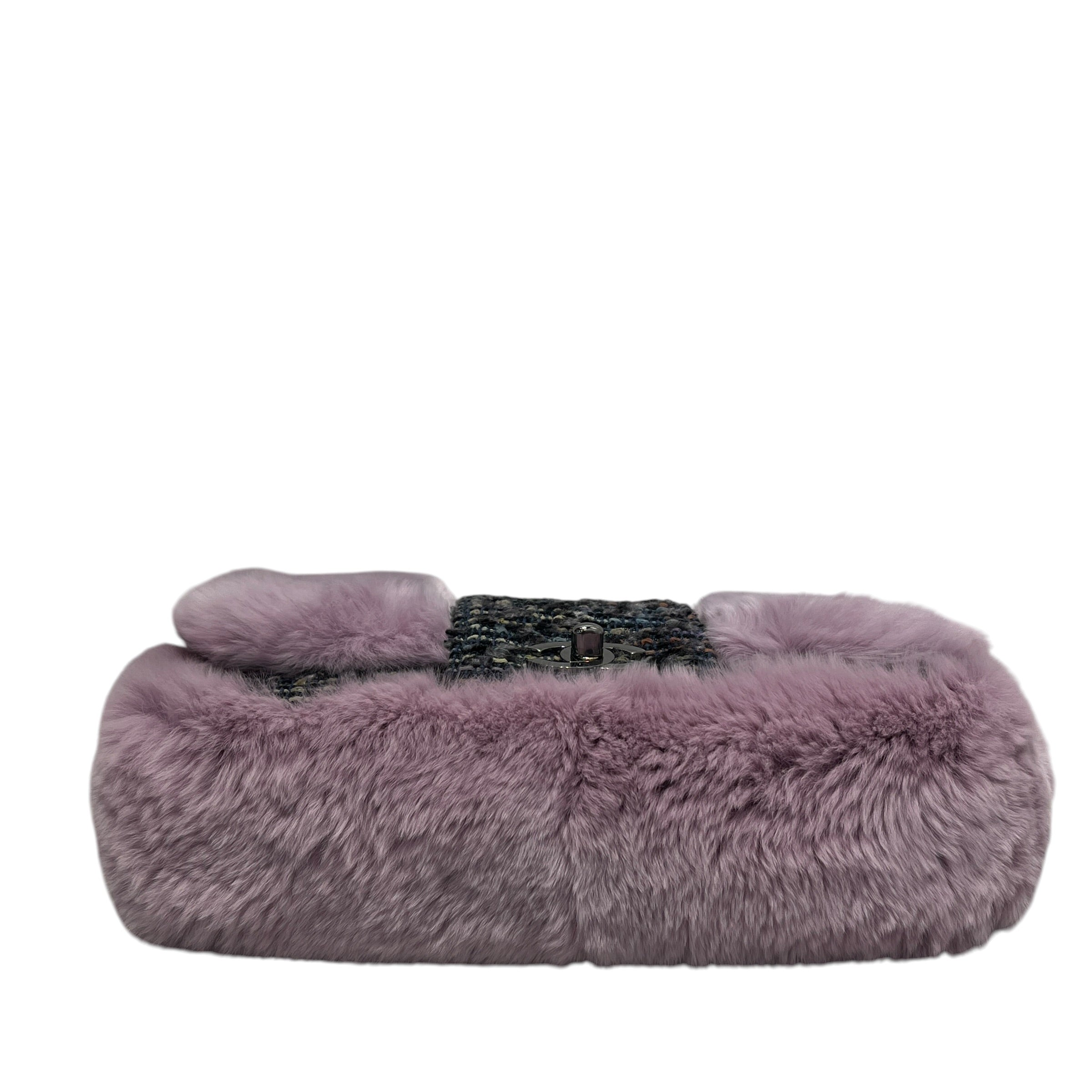CHANEL/Hand Bag/All Over Print/Fur/PPL/Fantasy Fur Tweed Flap Lilac view 3