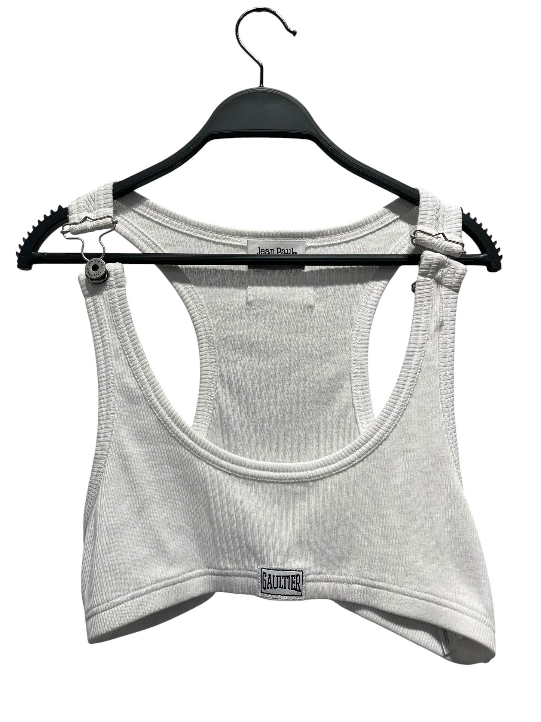 Jean Paul Gaultier/SL Cut & Sew/XL/Cotton/WHT/CROPPED PATCH TANK TOP WHITE view 1