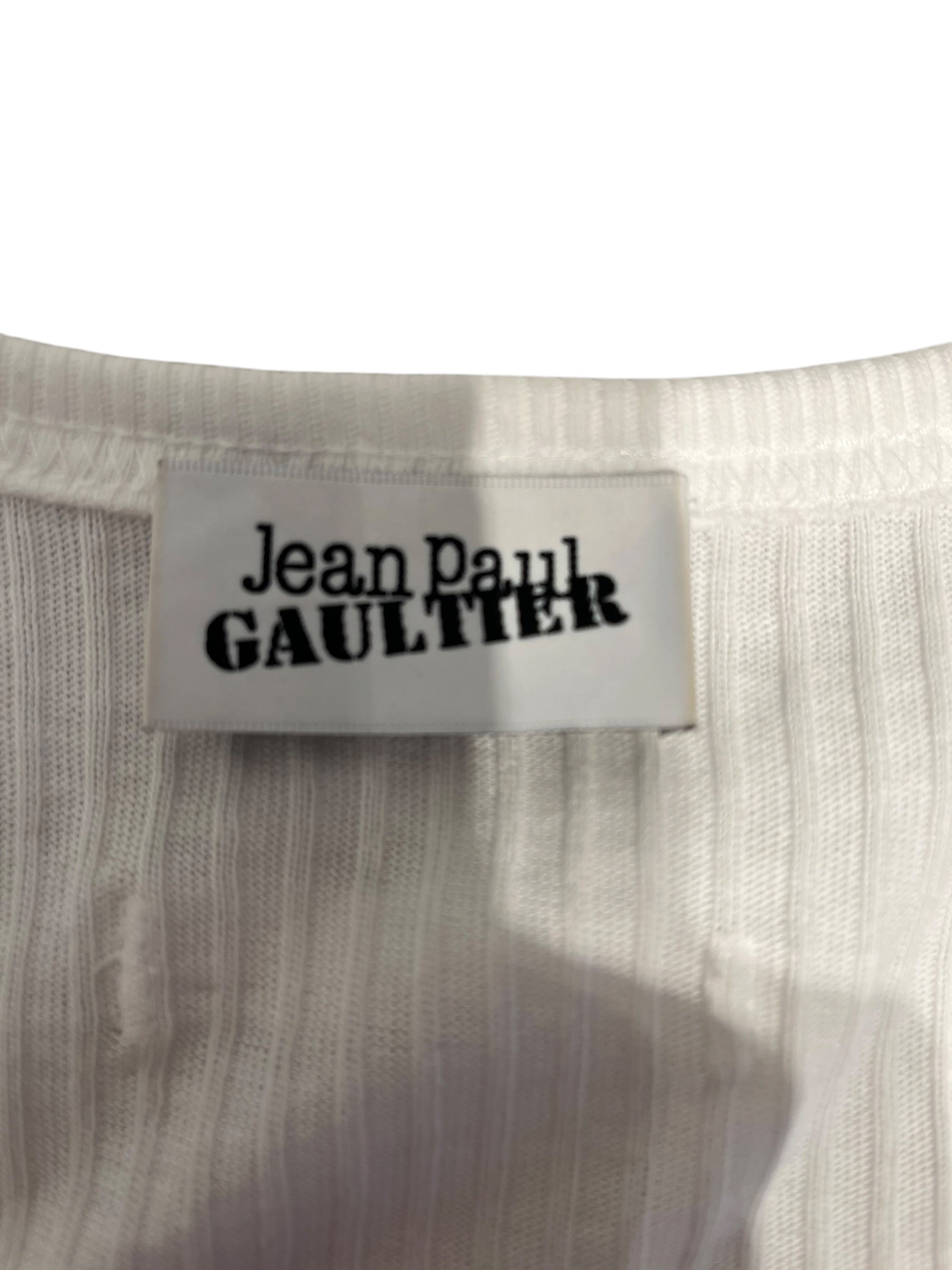 Jean Paul Gaultier/SL Cut & Sew/XL/Cotton/WHT/CROPPED PATCH TANK TOP WHITE view 3