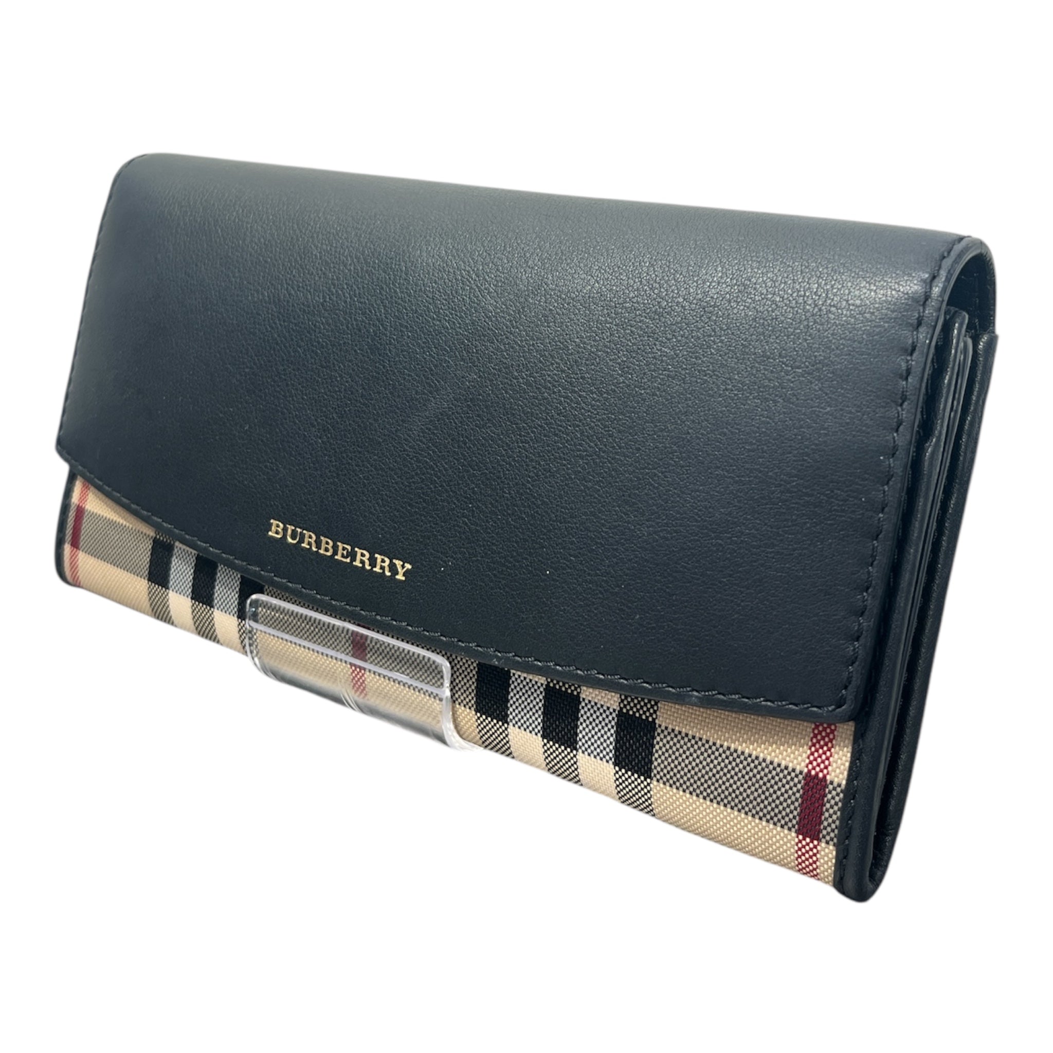 BURBERRY/Long Wallet/Plaid/Leather/BLK/Continental TIVTIT126 view 1