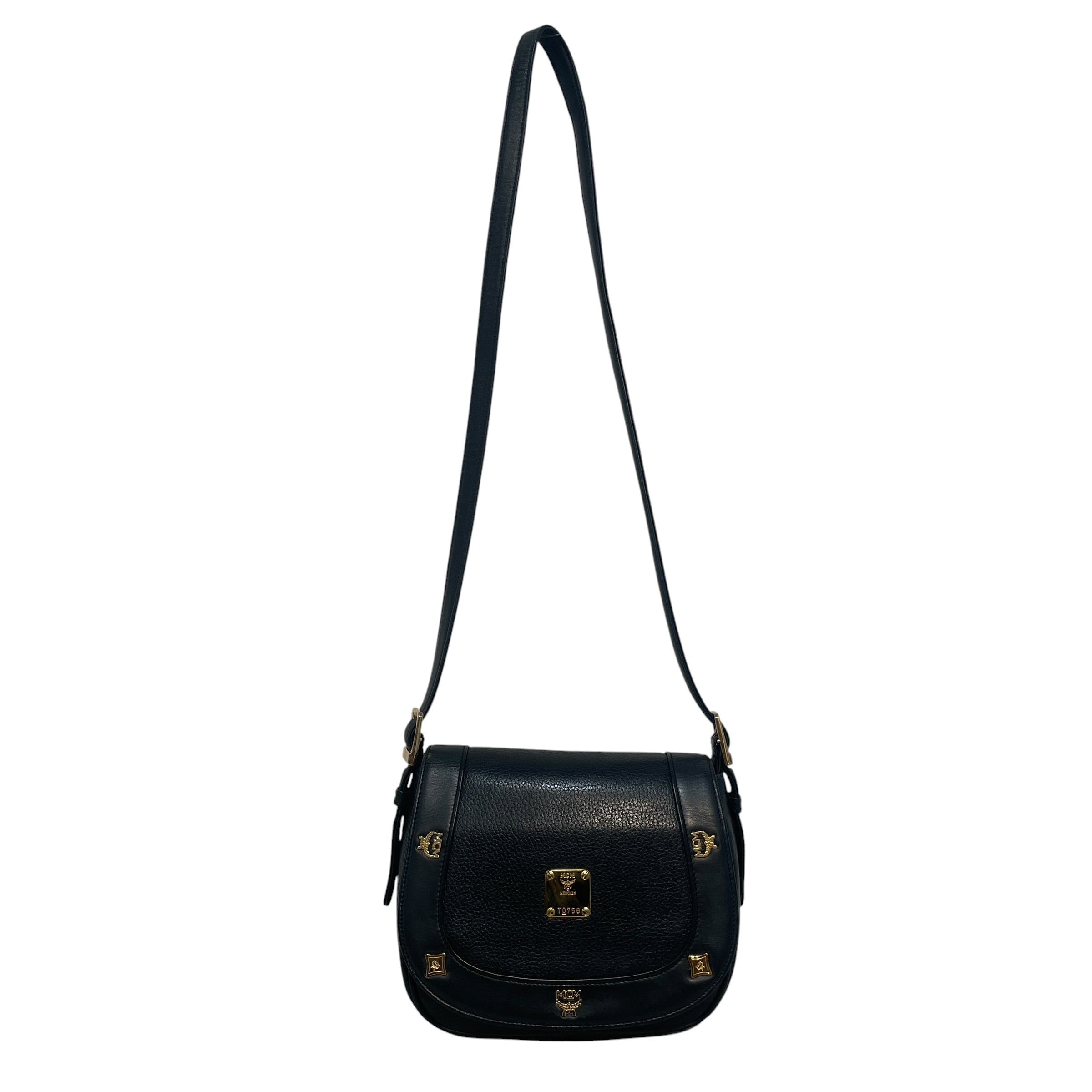 MCM/Cross Body Bag/Leather/BLK/Studded Leather Flap view 1