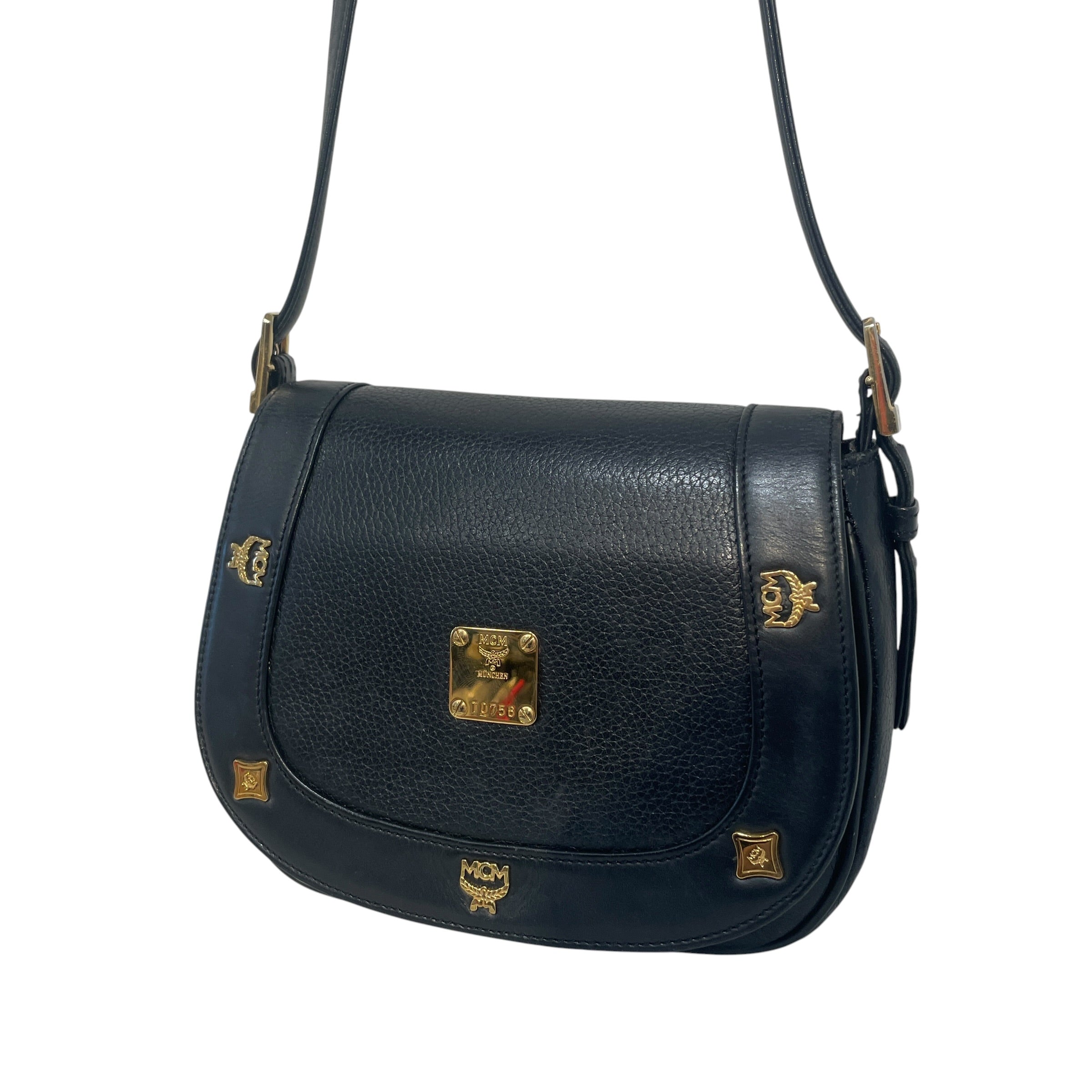 MCM/Cross Body Bag/Leather/BLK/Studded Leather Flap view 3
