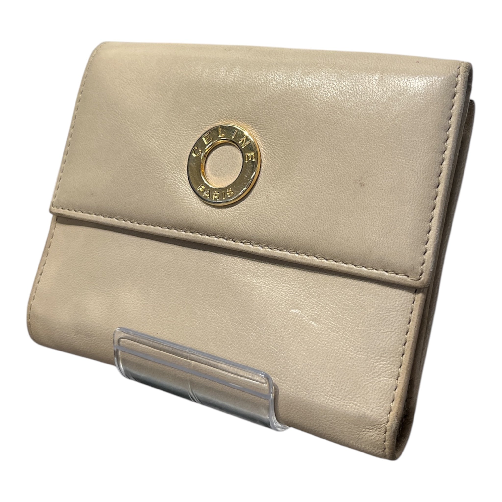 CELINE/Trifold Wallet/Leather/CRM/GOLD HARDWARE W COIN POUCH view 1