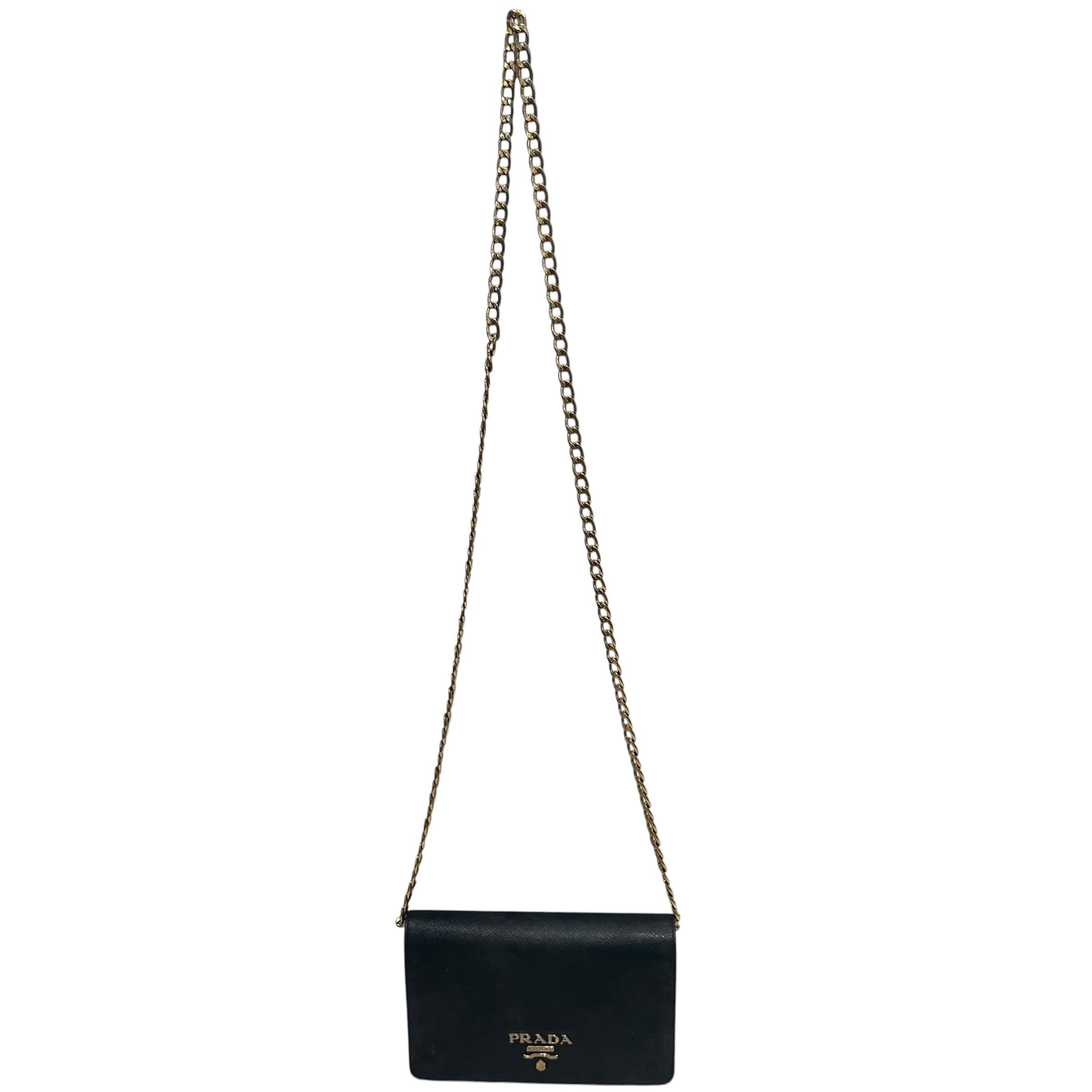 PRADA/Cross Body Bag/Leather/BLK/Prada Saffiano view 1