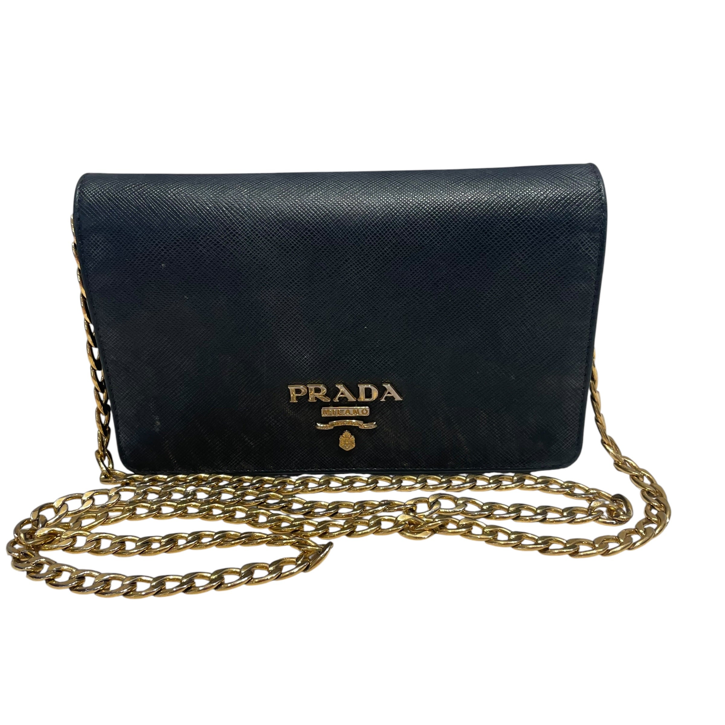 PRADA/Cross Body Bag/Leather/BLK/Prada Saffiano view 3