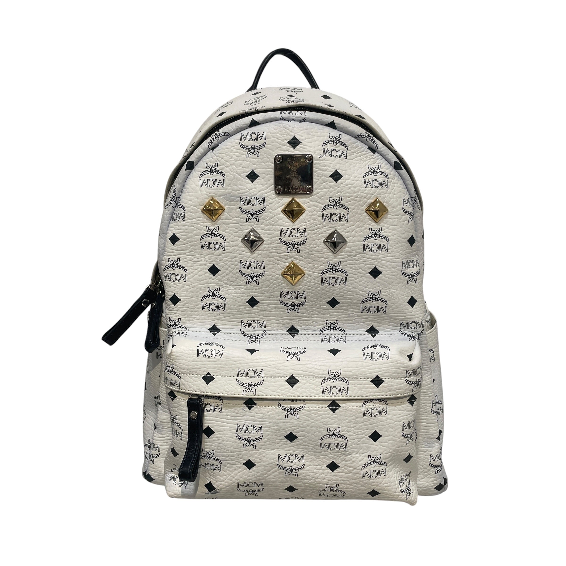 MCM/Backpack/Monogram/Leather/WHT/Studded Stark BackPack view 1