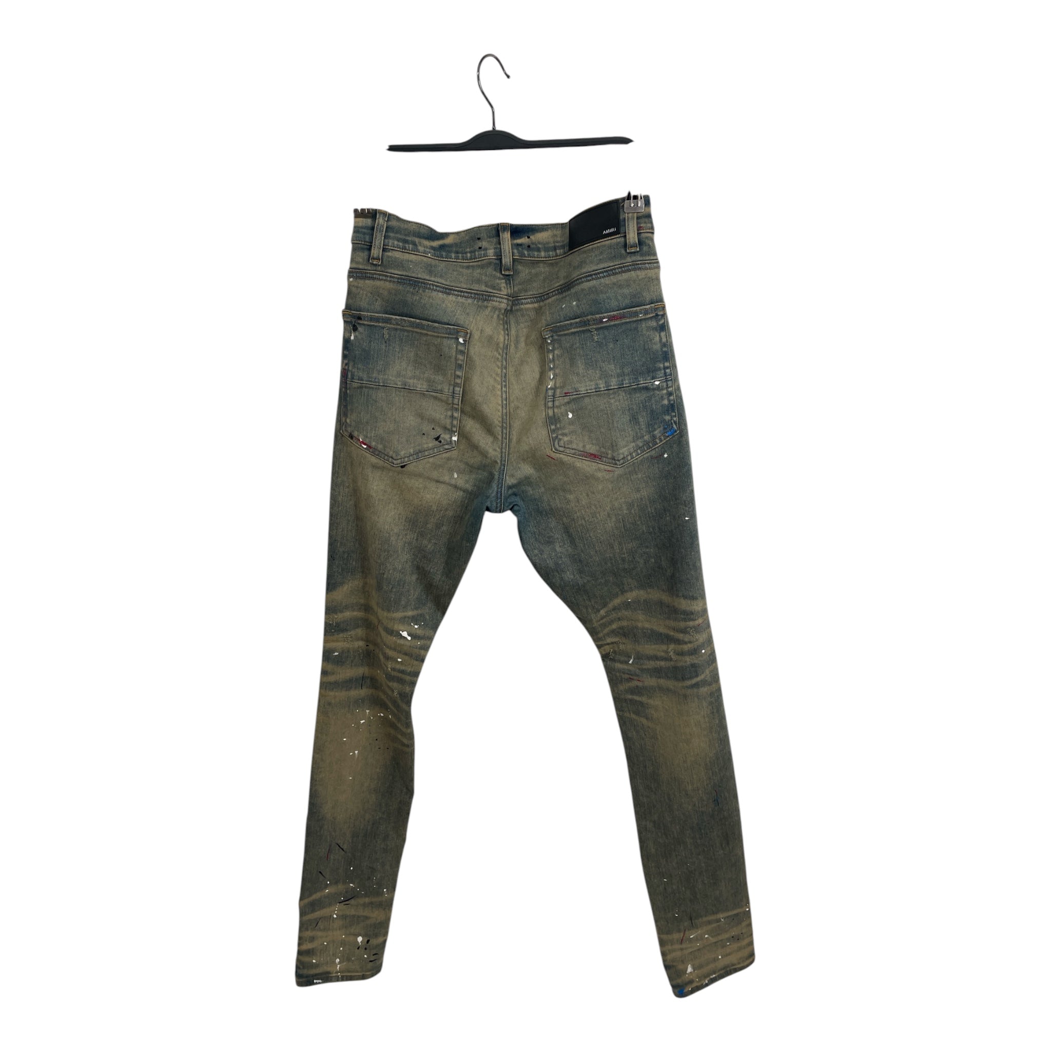 AMIRI/Skinny Pants/34/Cotton/BLU/paint spatter/ylw tint/distres view 2