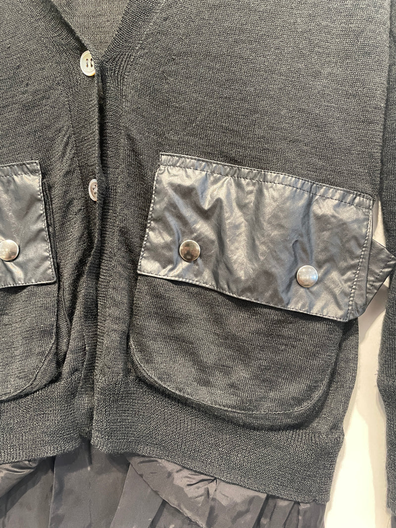 Sacai/Cardigan/1/Cotton/BLK/Nylon Ruffles, 2 Pockets