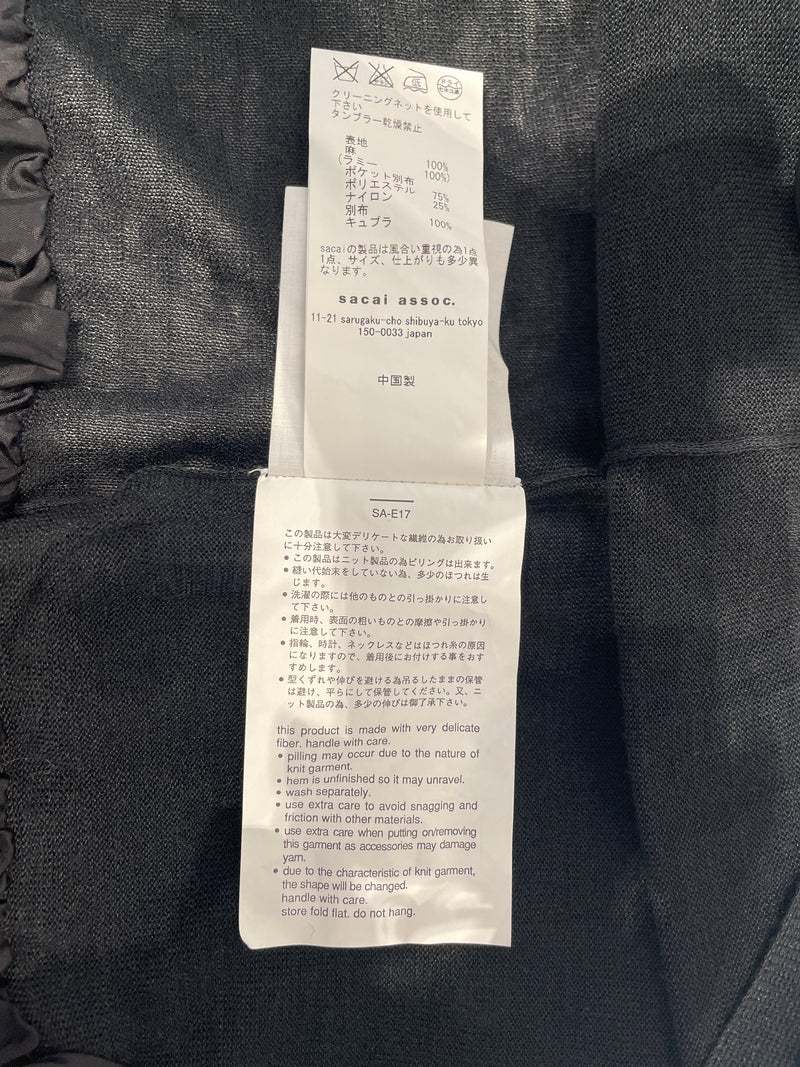 Sacai/Cardigan/1/Cotton/BLK/Nylon Ruffles, 2 Pockets