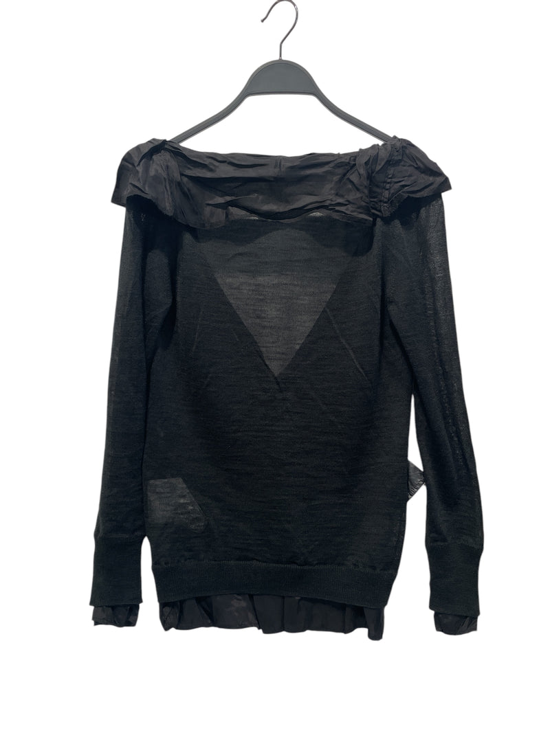 Sacai/Cardigan/1/Cotton/BLK/Nylon Ruffles, 2 Pockets