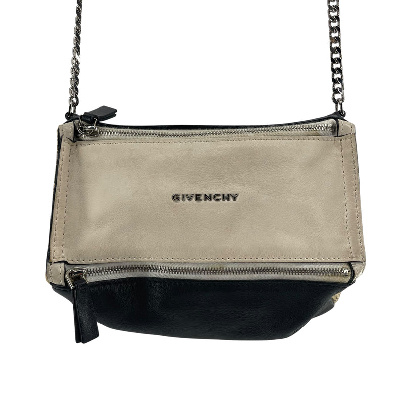GIVENCHY/Cross Body Bag/Leather/CRM/BLK/CHAIN