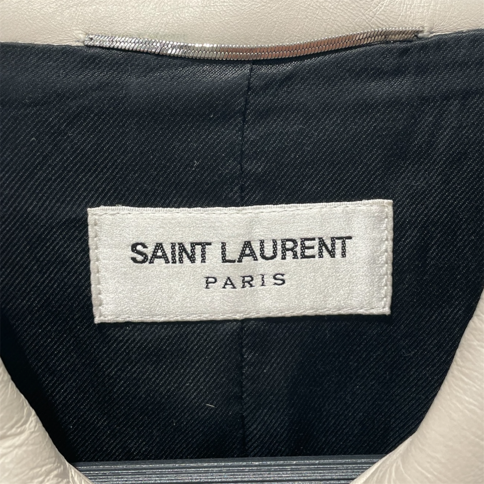 SAINT LAURENT/Leather Jkt/50/Leather/WHT/TEDDY DIAMOND CHECK view 3