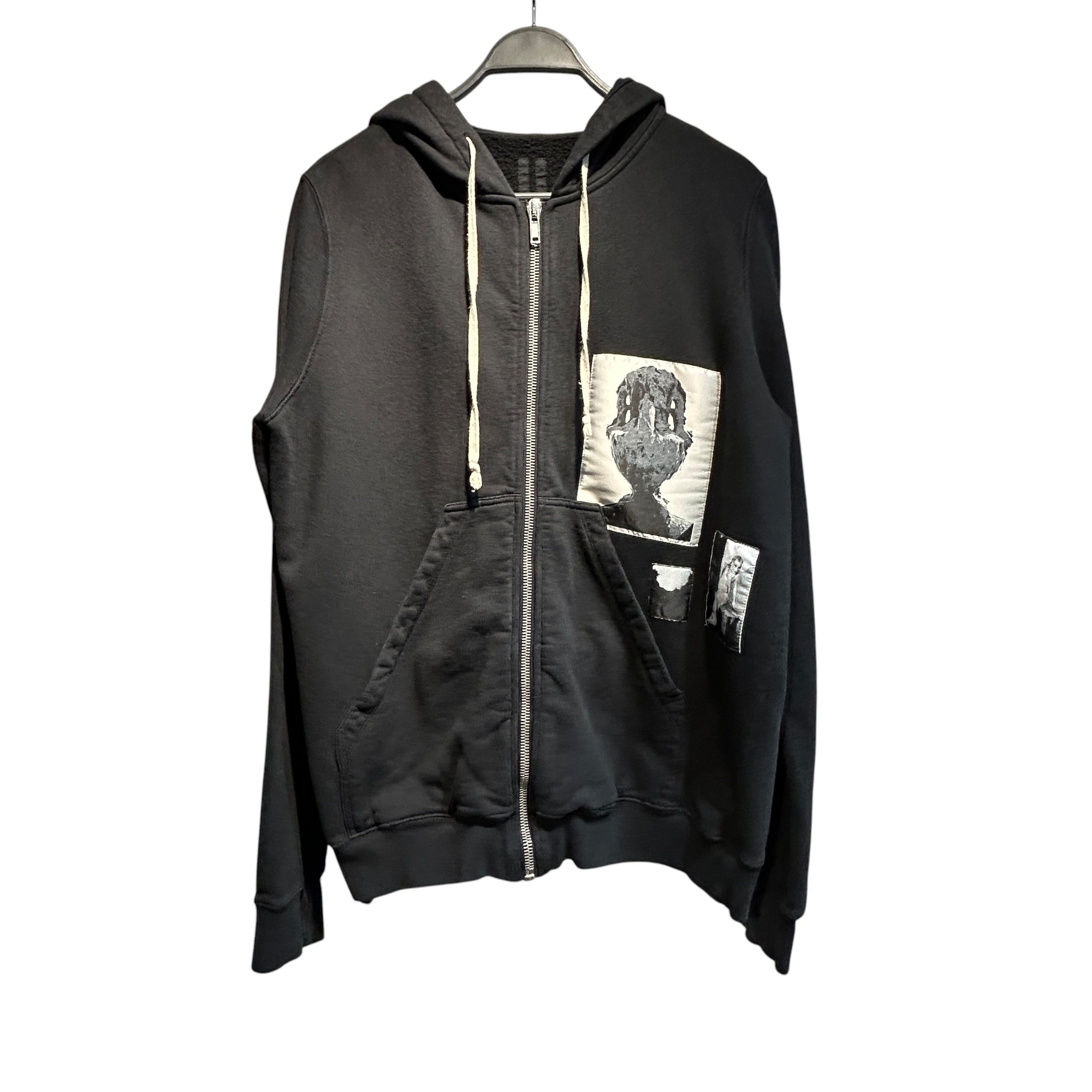 RICK OWENS DRKSHDW/Zip Up Hoodie/XL/Cotton/BLK/PATCHWORK view 1