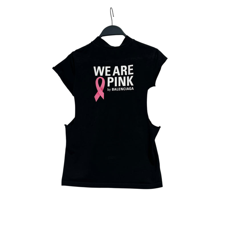 BALENCIAGA/T-Shirt/M/Cotton/BLK/WE ARE PINK CUT OFF TEE