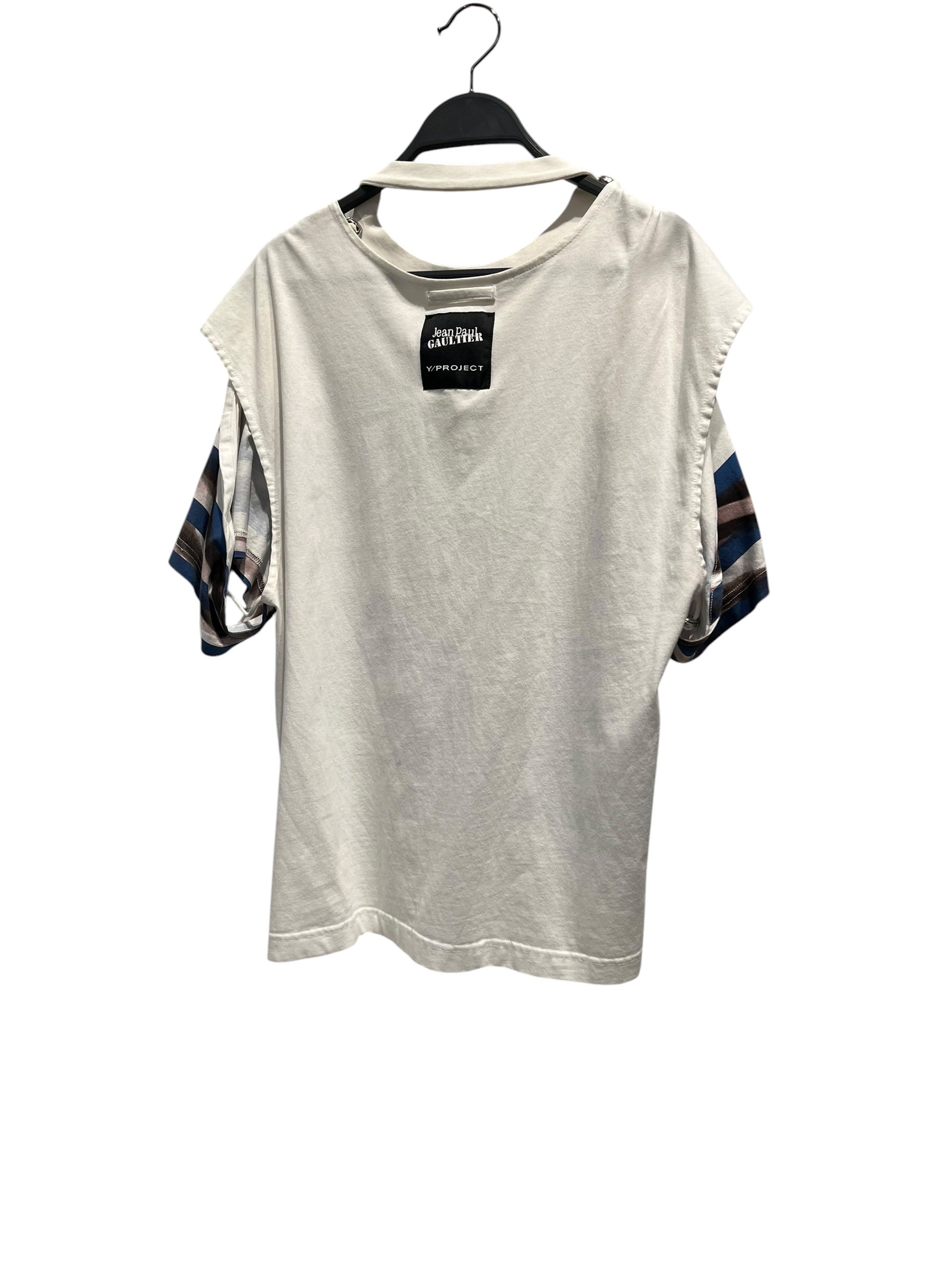 Jean Paul Gaultier/Y/PROJECT/T-Shirt/M/Cotton/WHT/CINCHED BOTTOM STRIPES view 2
