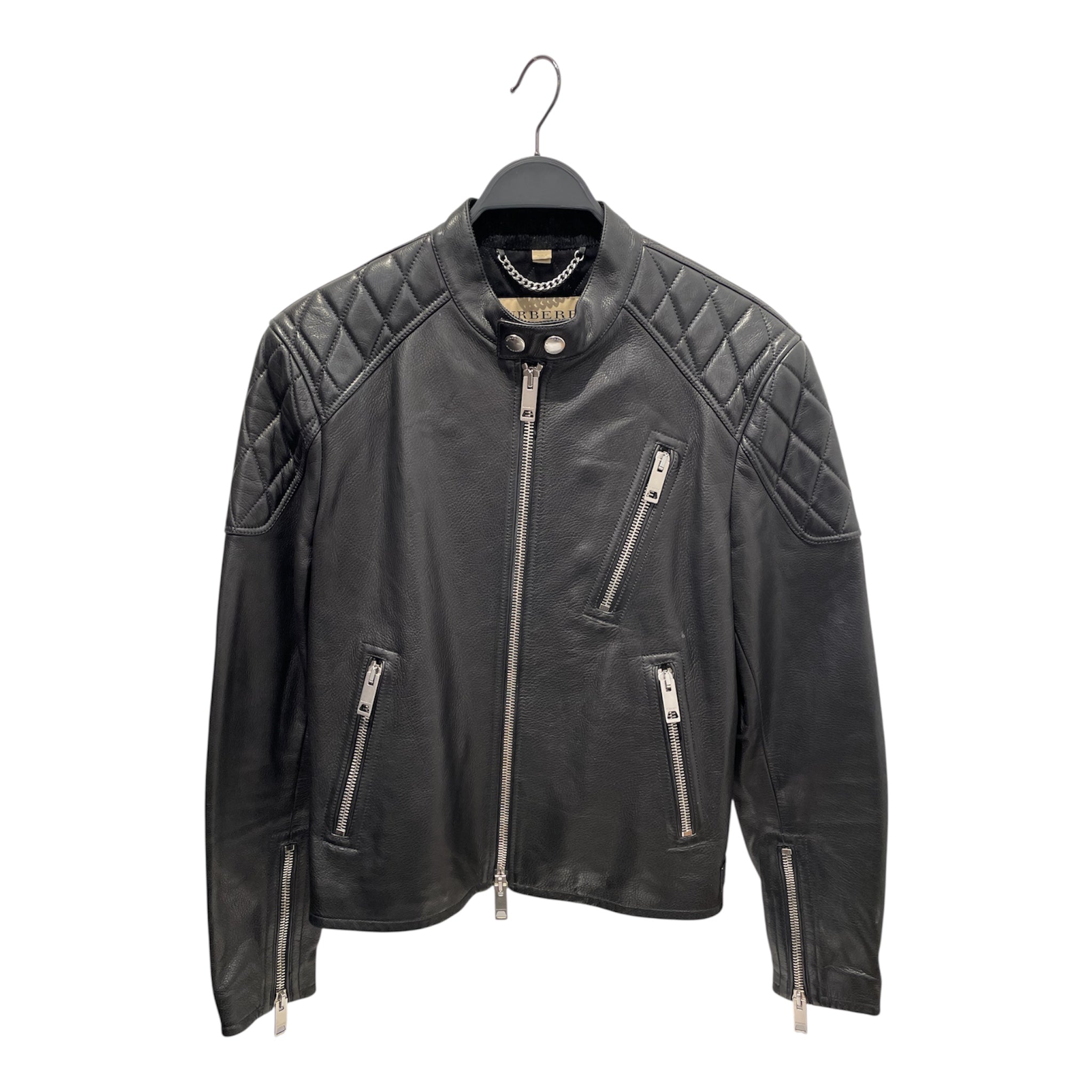 BURBERRY/Leather Jkt/48/Leather/BLK/RACING STRIPES QUILTED view 1