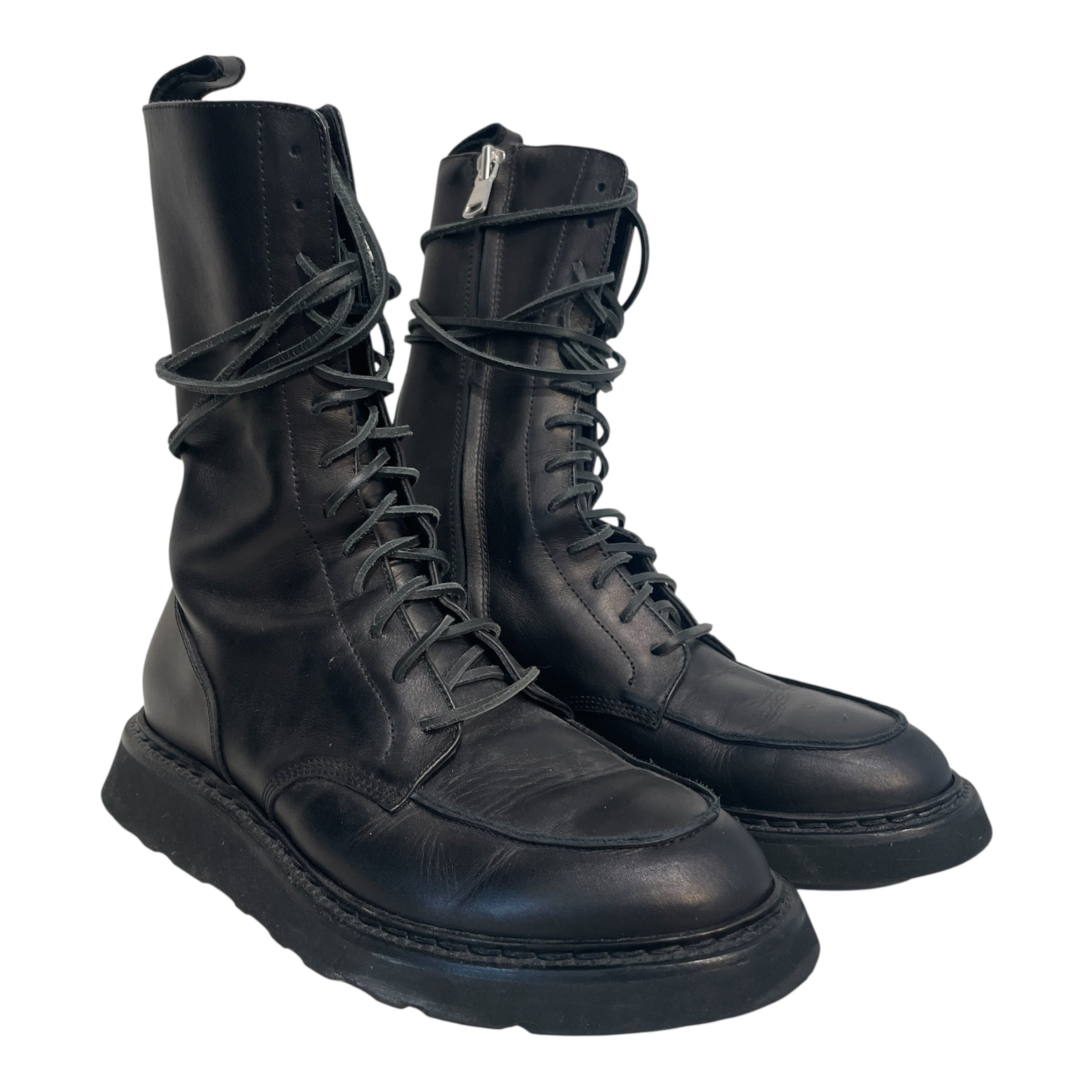 RHUDE/Lace Up Boots/US 8/Leather/BLK/Runway Zip Combat Boot view 1
