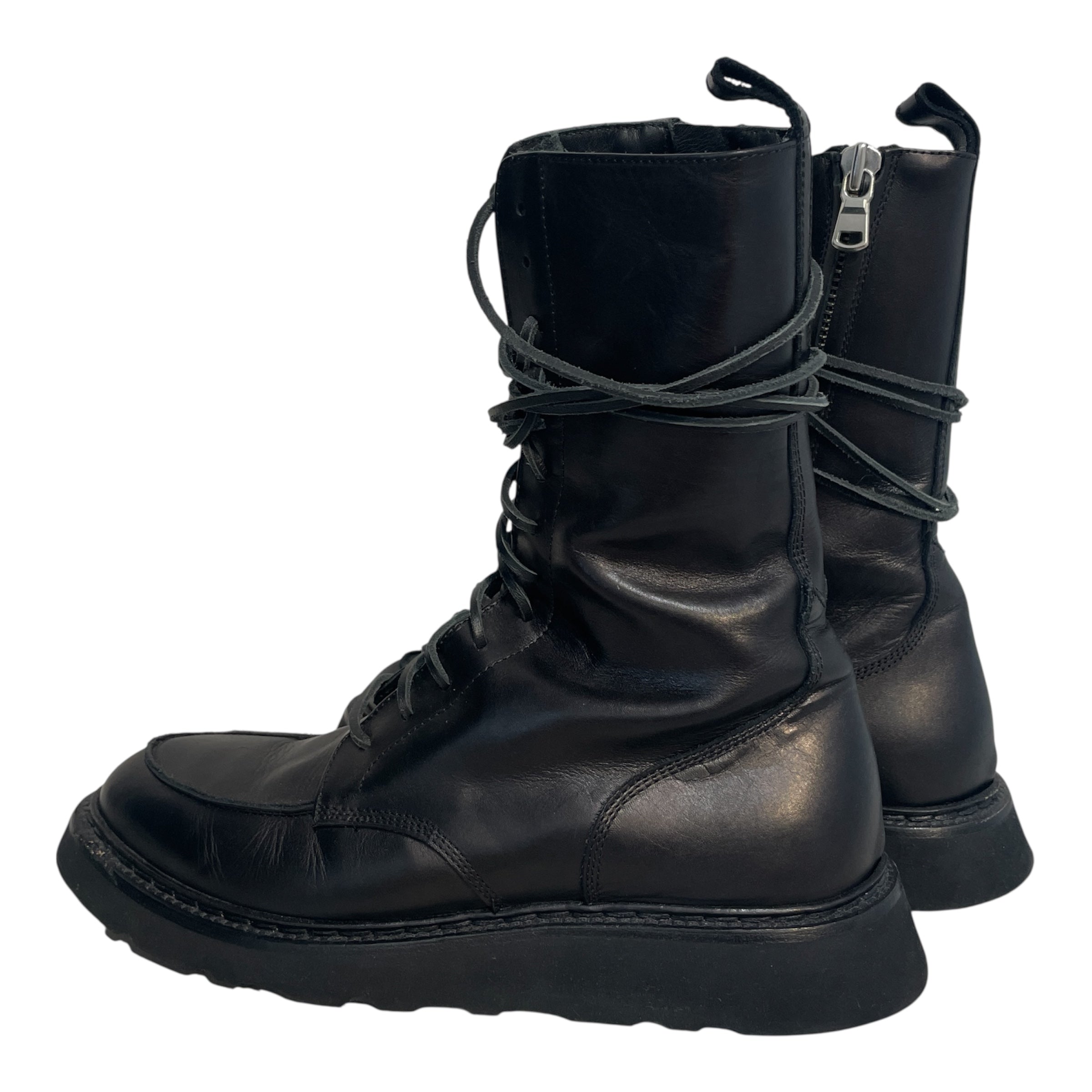 RHUDE/Lace Up Boots/US 8/Leather/BLK/Runway Zip Combat Boot view 2