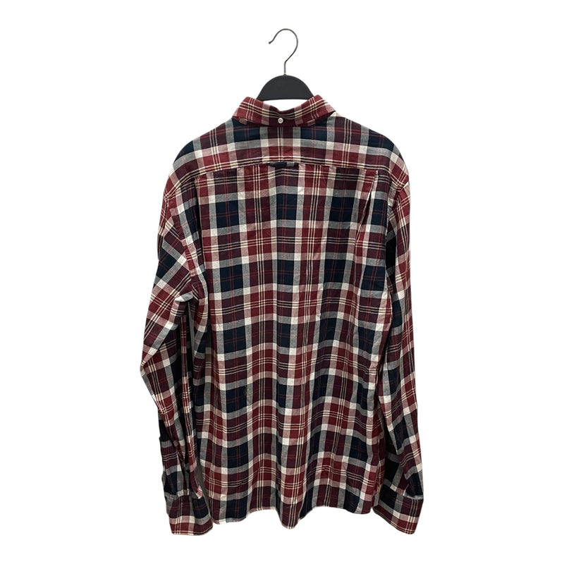 THOM BROWNE. NEW YORK/LS Shirt/4/Cotton/BRD/Plaid/NVY/BURG/WHT PLAID BTN UP