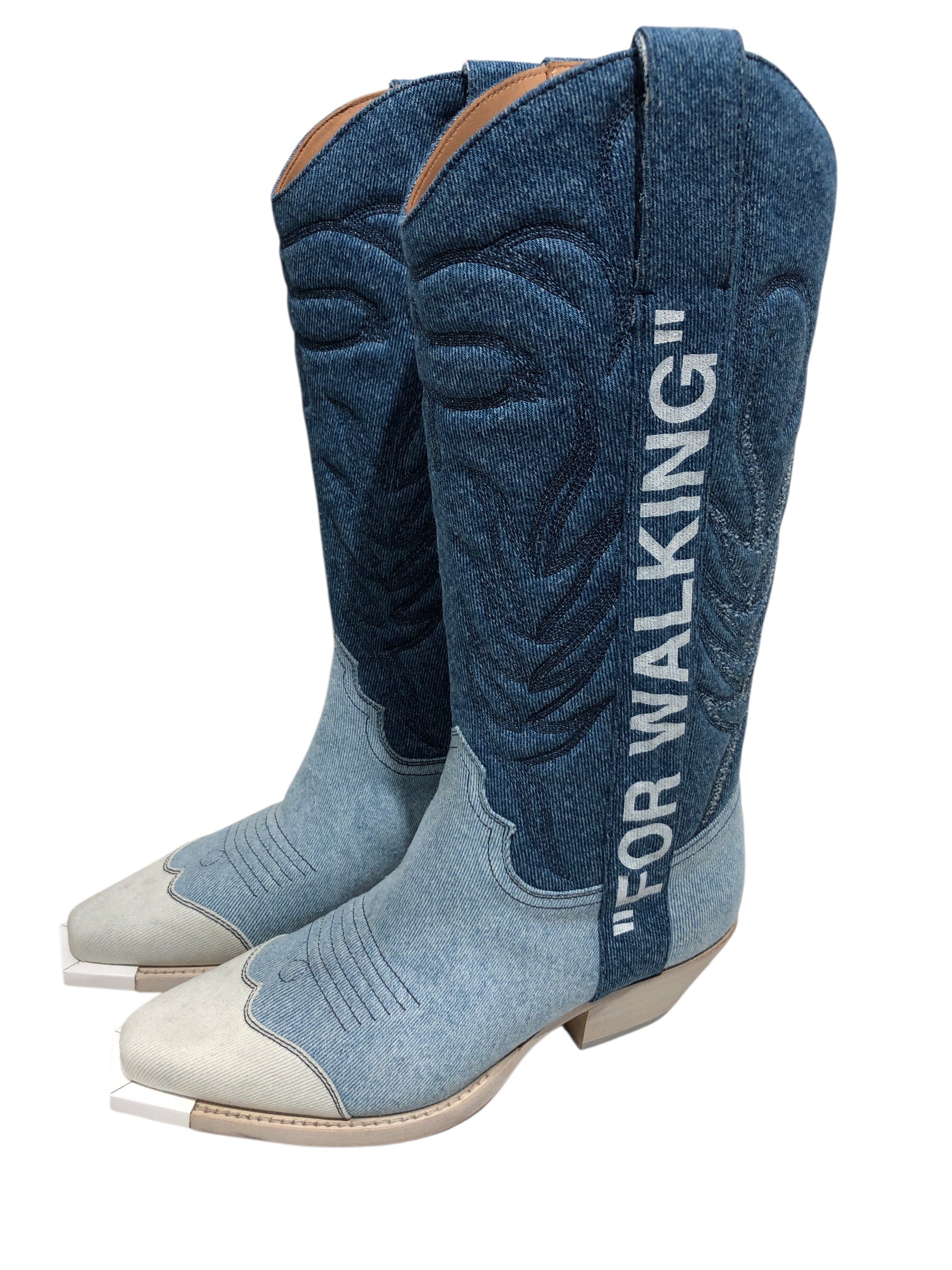 OFF-WHITE/Cowboy Boots/EU 37/Cotton/BLU/ view 3